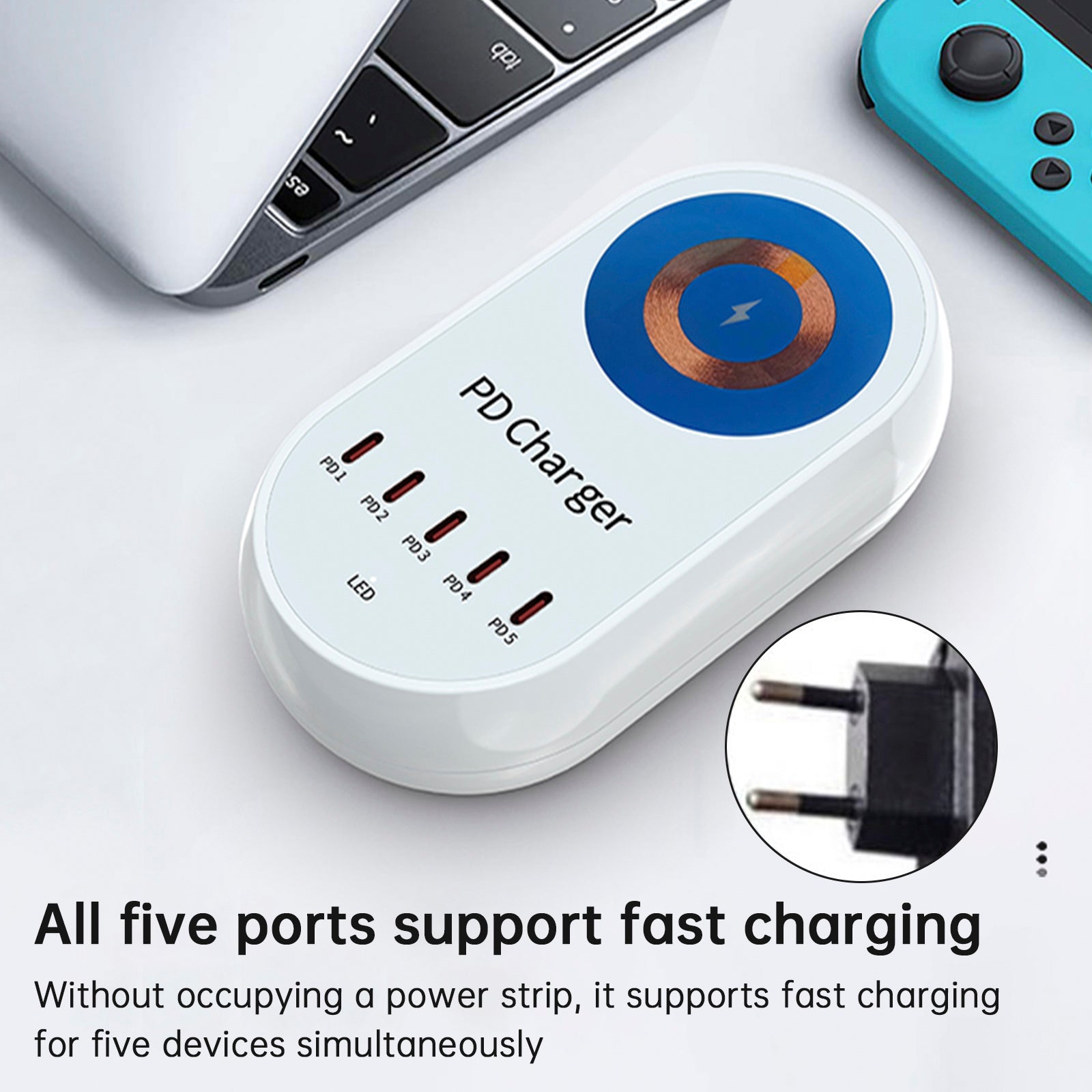 140W PD Multi-Port Charger Magnetic Wireless Fast Lading PD100W Laptop Mobile Phone Charger EU Plug
