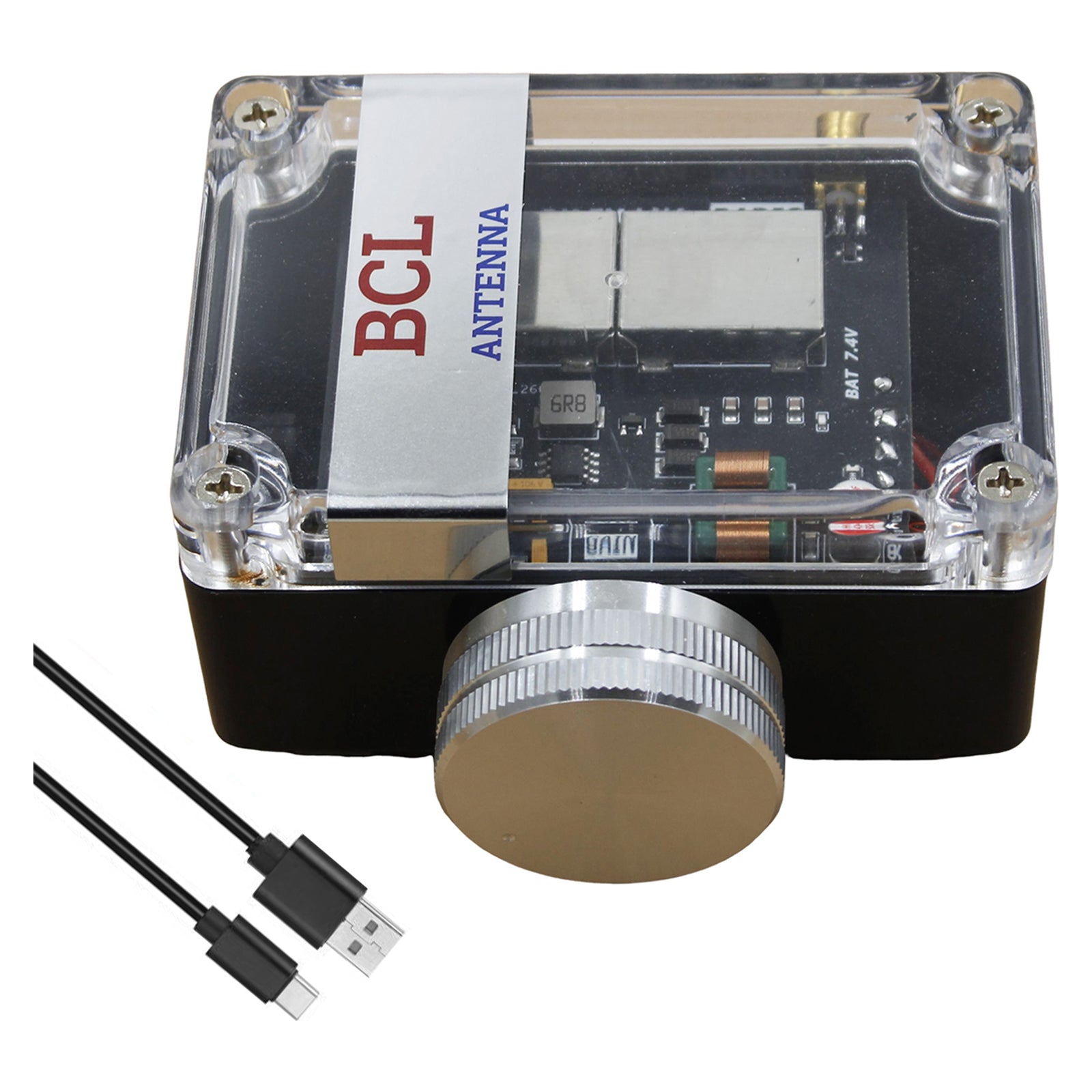 FM Signal Booster Adjustable Gain 88-108MHz with USB-C Rechargeable Battery