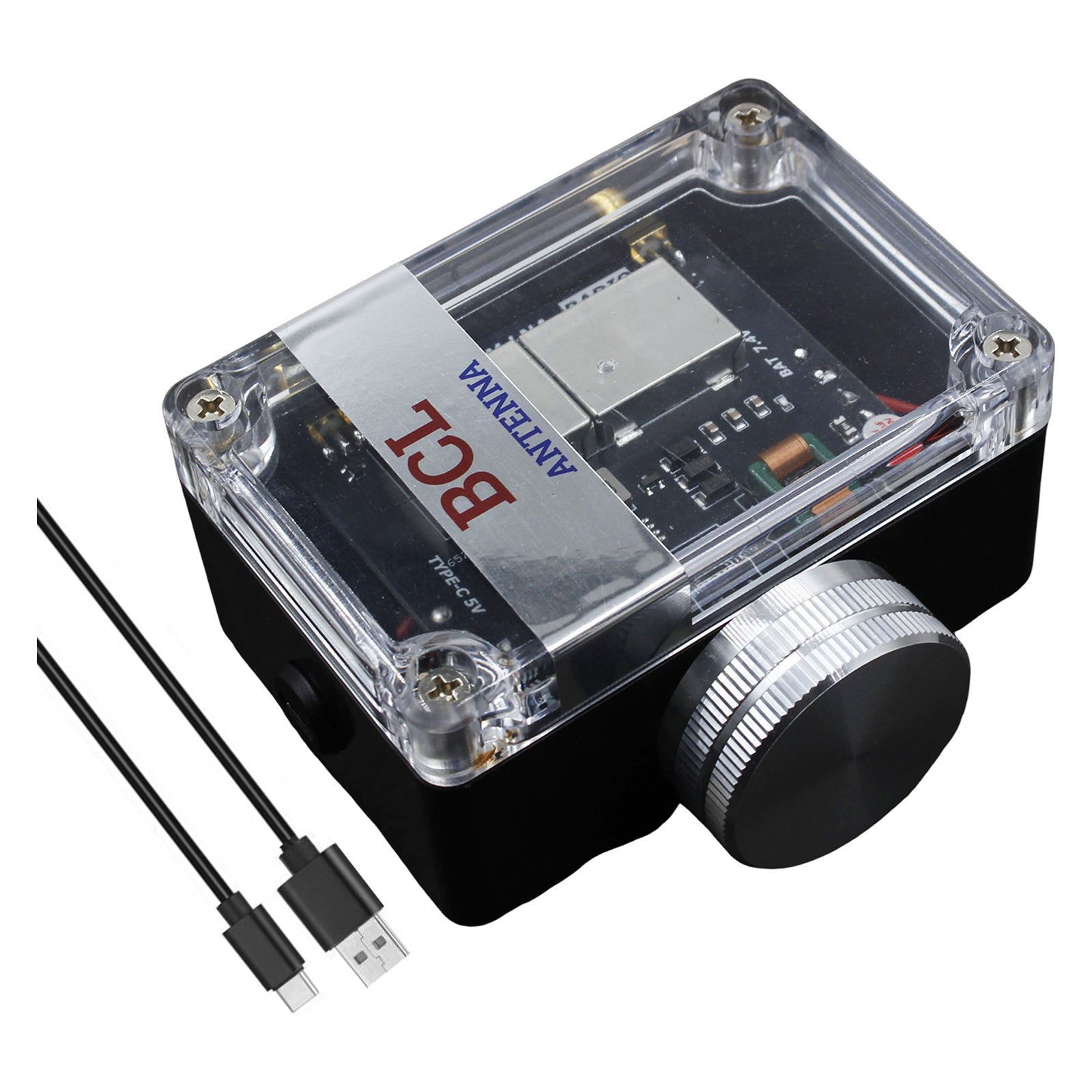 FM Signal Booster Adjustable Gain 88-108MHz with USB-C Rechargeable Battery