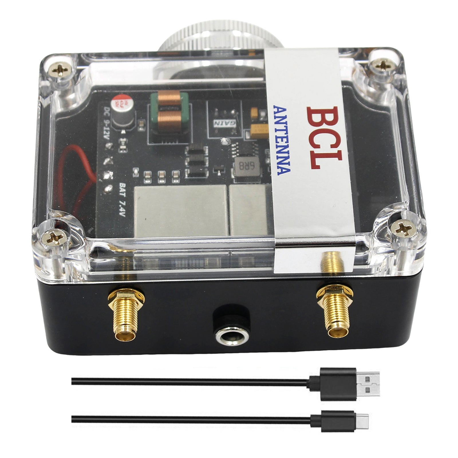 FM Signal Booster Adjustable Gain 88-108MHz with USB-C Rechargeable Battery