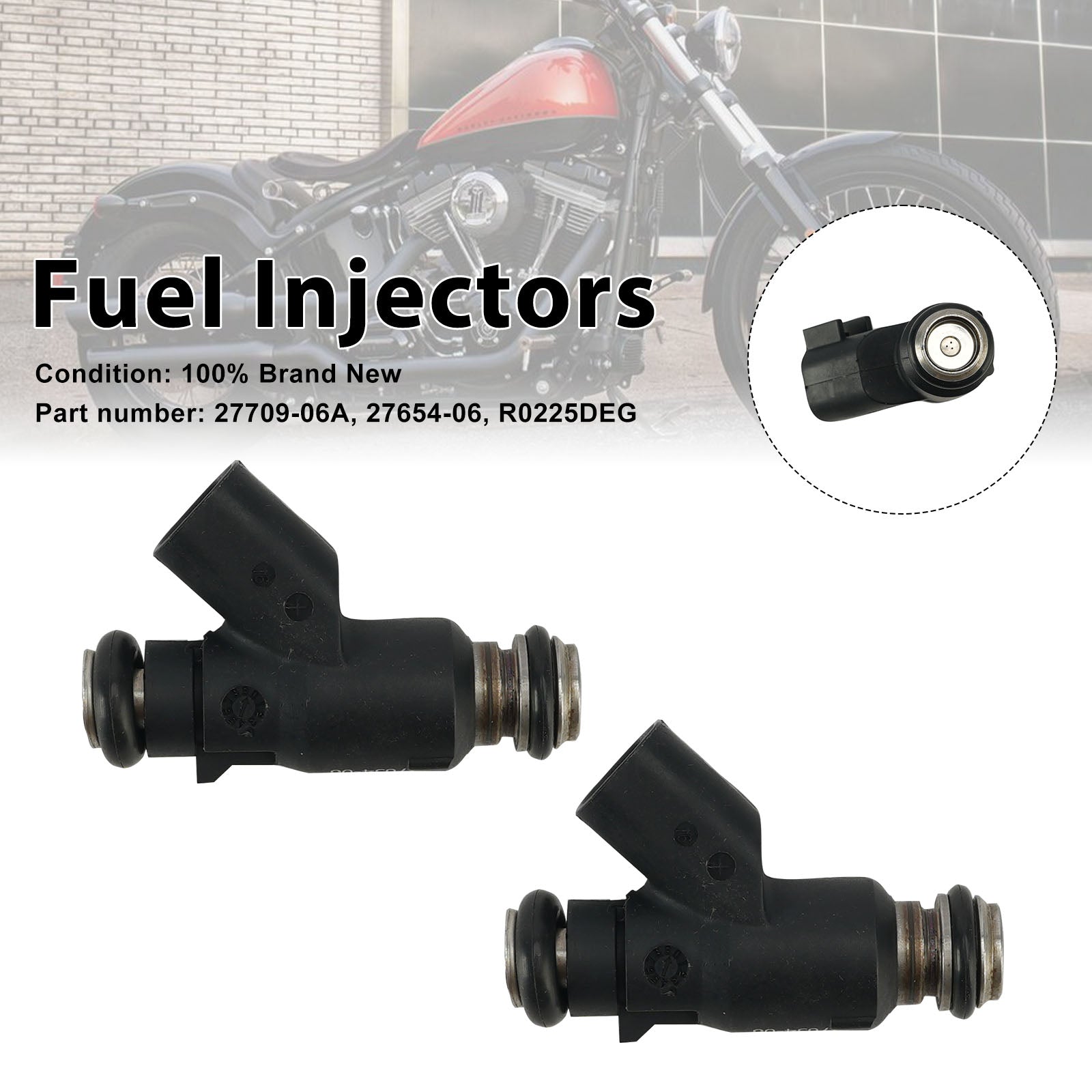 2PC 27654-06 Fuel Injectors 27709-06A Fits For Dyna Cross Bones 25 Degree