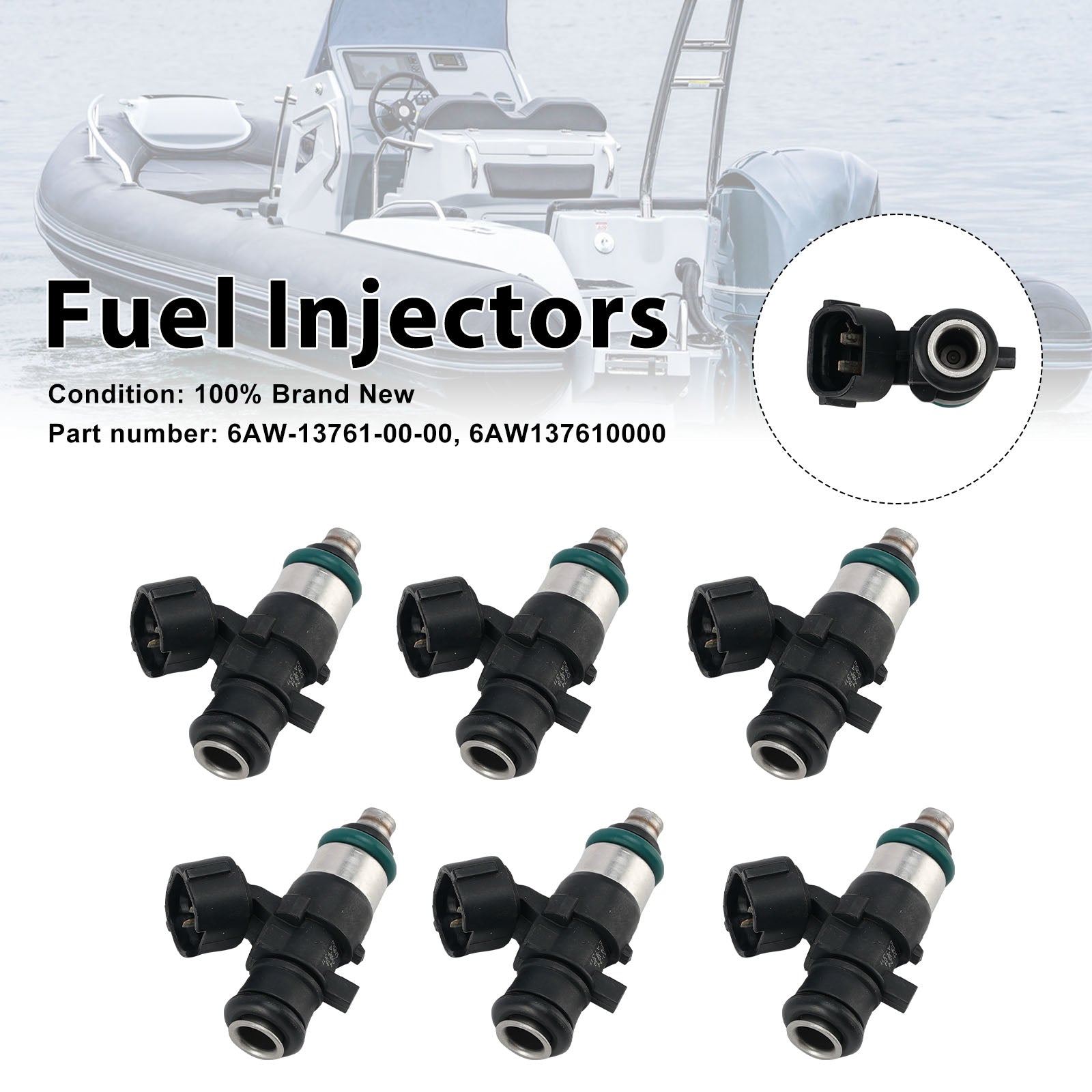 6PC Fuel Injectors 6AW-13761-00-00 For Yamaha Outboard 225/250/300/350HP