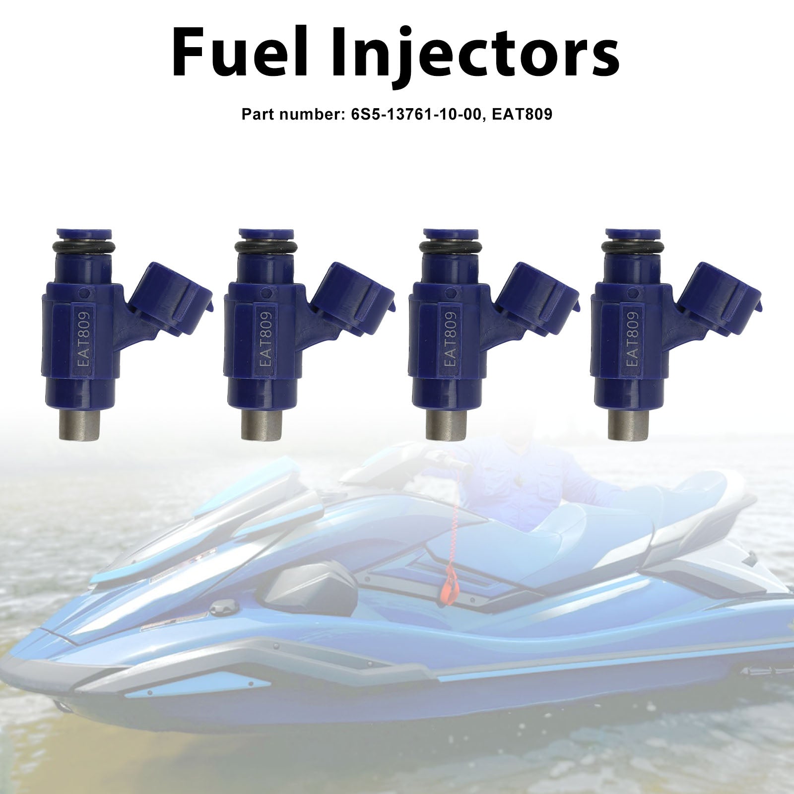 4PC EAT809 Fuel Injectors 6S5-13761-10-00 For Yamaha WaveRunner VX HO SHO