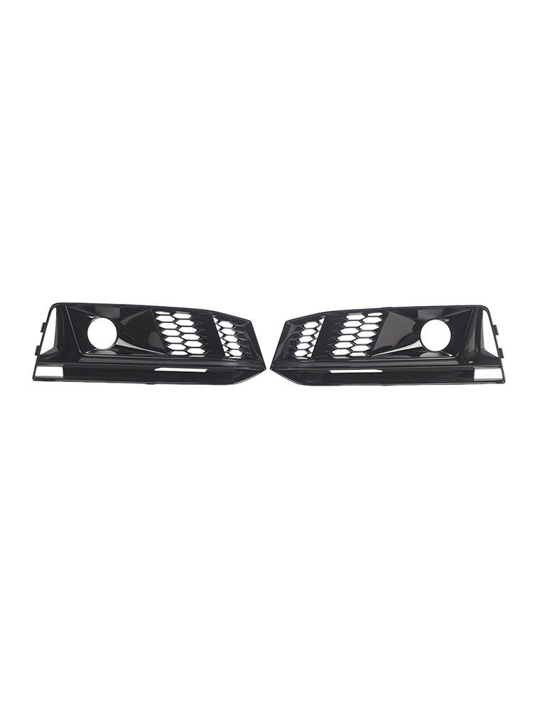 2PCS Black Front Bumper Foglight Grill Grille Fit Audi A4 B9 S4 2016-2019