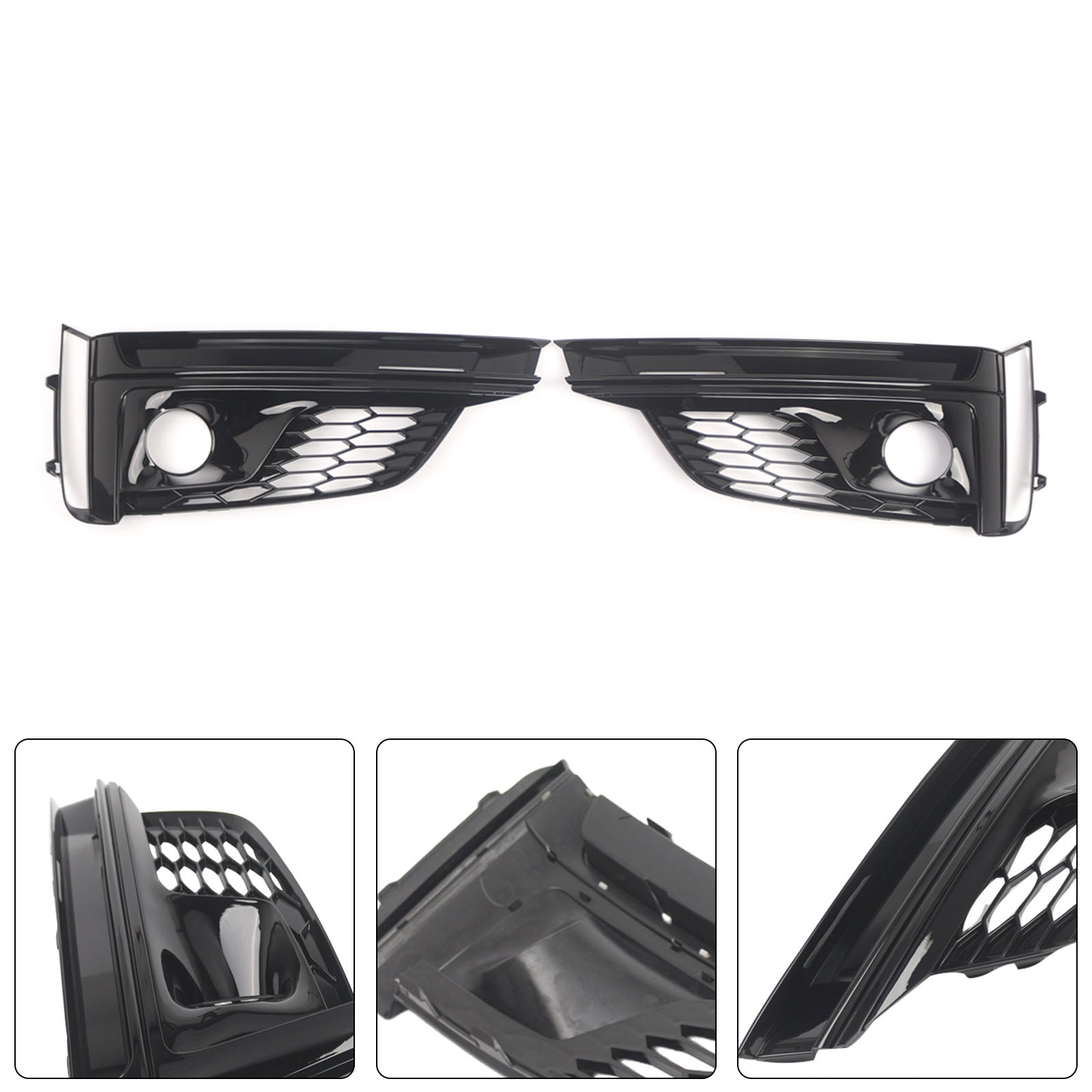 2PCS Front Bumper Fog Light Grille Cover Fit Audi A5 S5 S-Line 2018-2019