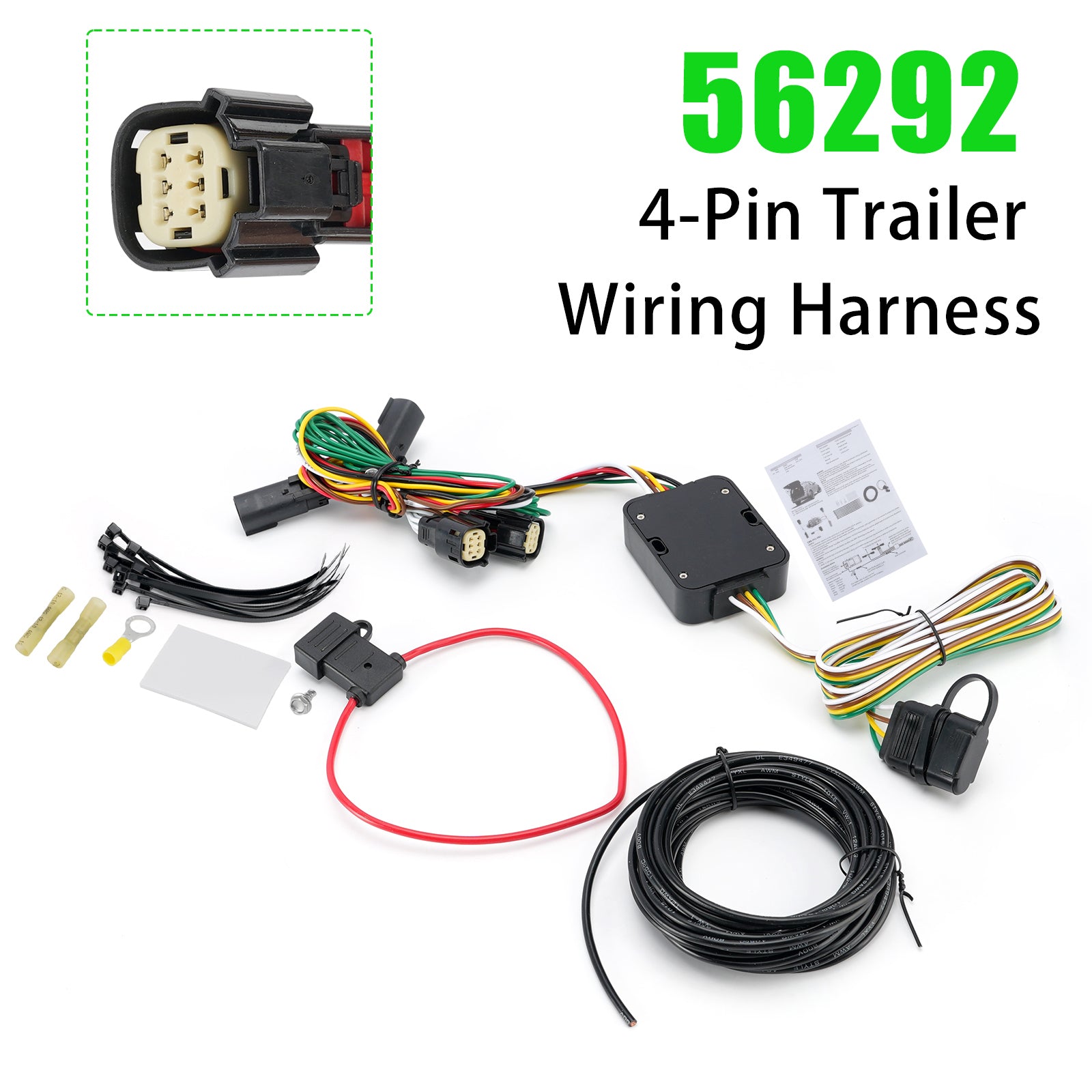 4-Pin Trailer Wiring Harness 56292 for Ford Edge Sport Titanium 2015-2018
