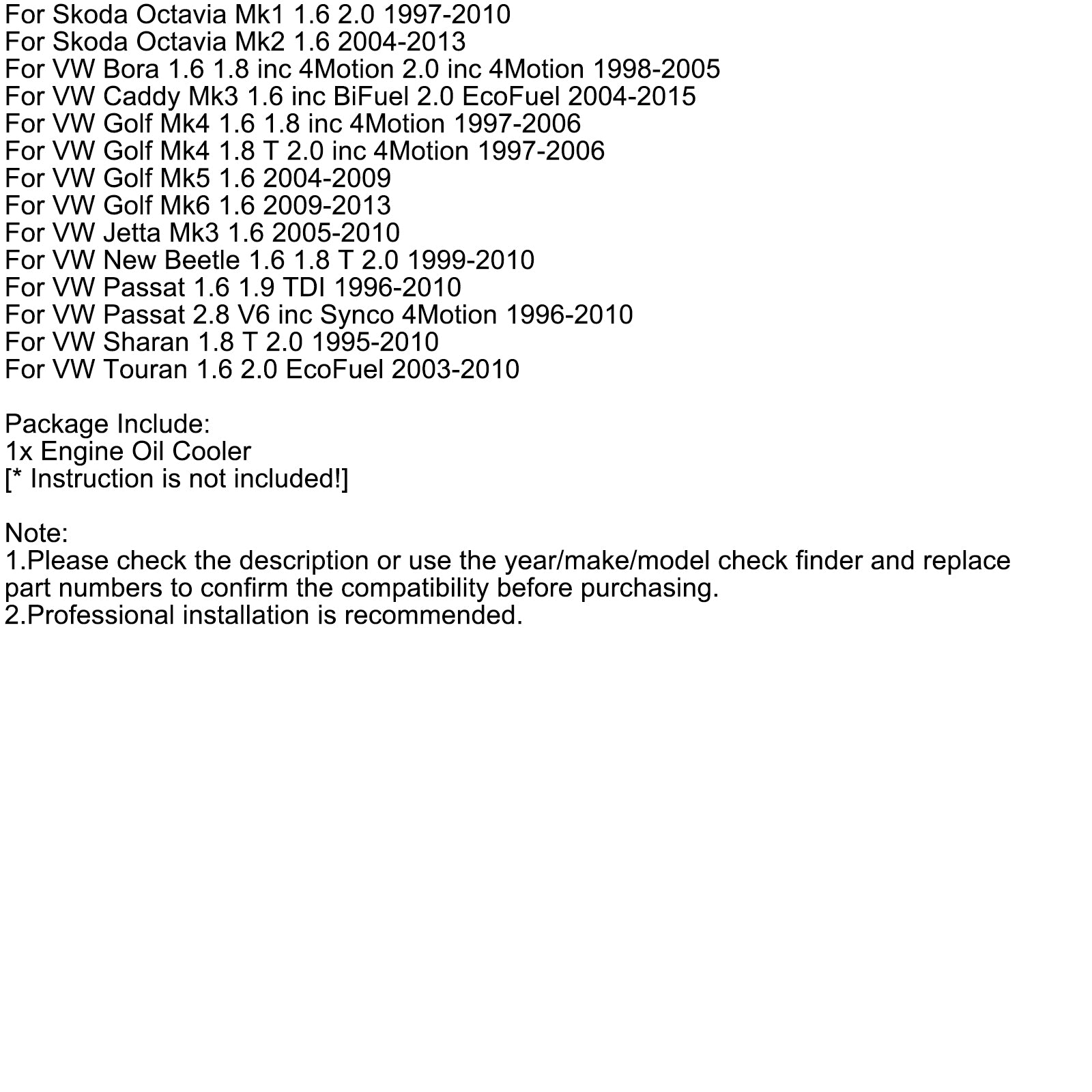 Engine Oil Cooler 078117021A For Audi