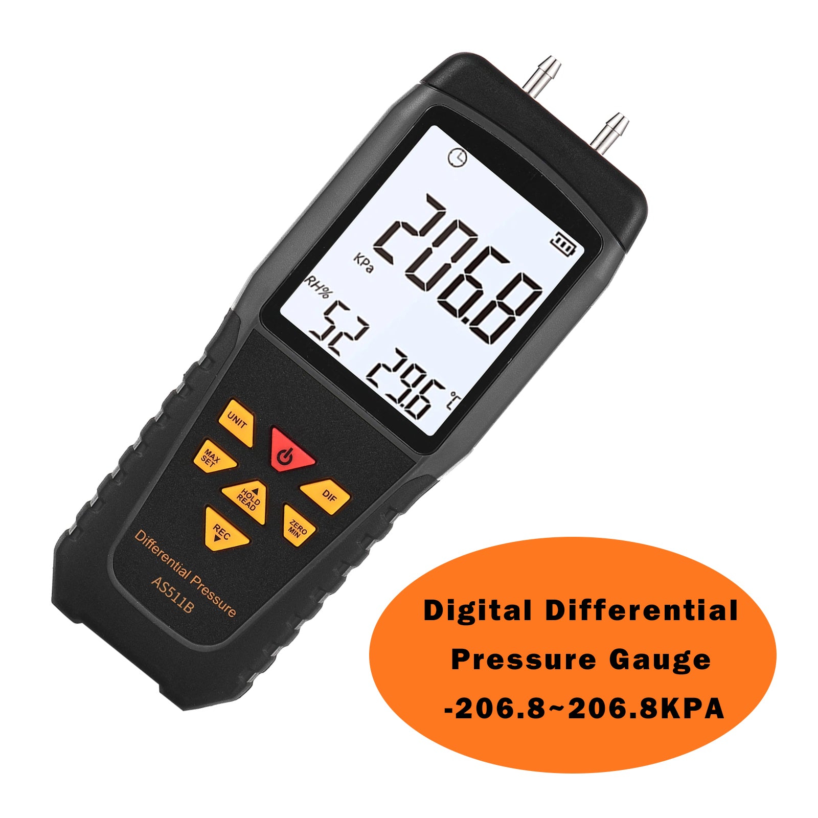 AS511B High Precision Digital Differential Pressure Gauge -206.8~206.8KPA