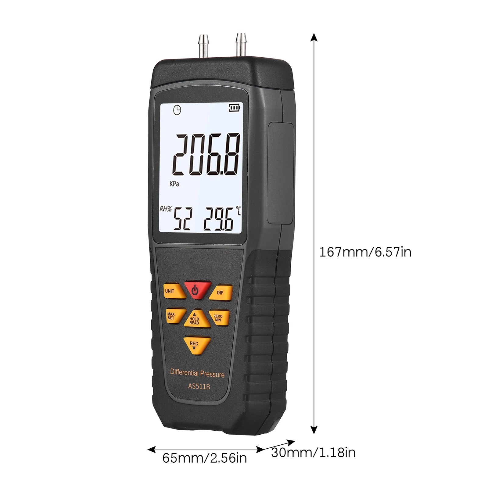 AS511B High Precision Digital Differential Pressure Gauge -206.8~206.8KPA