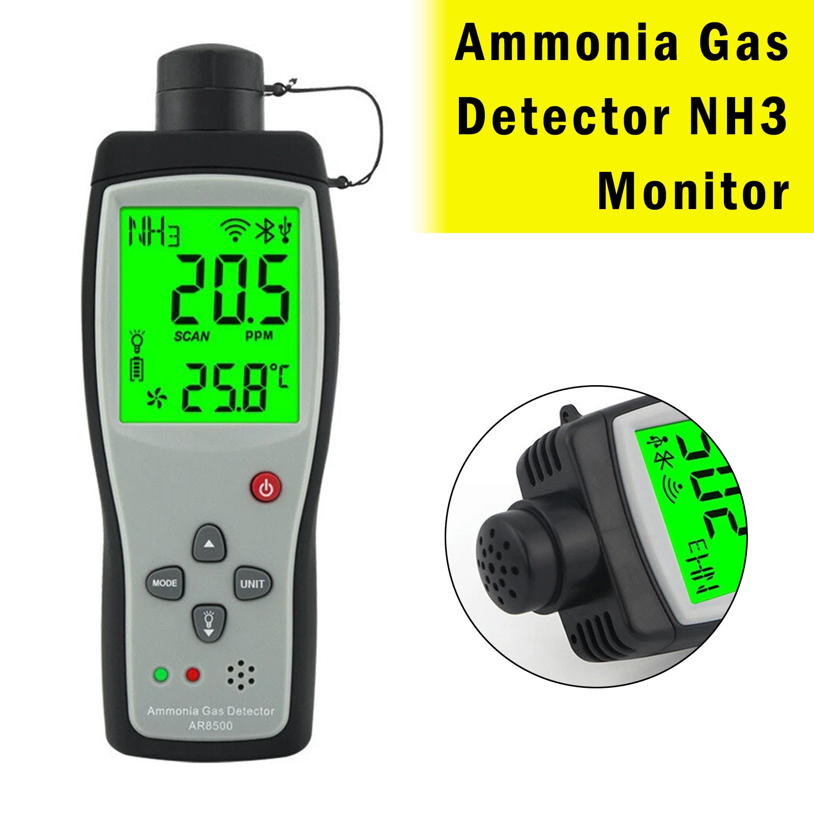 AR8500 Ammonia Gas Detector NH3 Monitor NH3 Gas Analyzer 0-100PPM