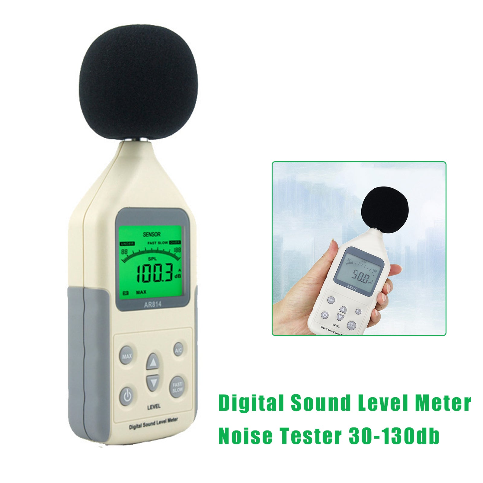 AR814 Digital Sound Level Meter Noise Tester 30-130db