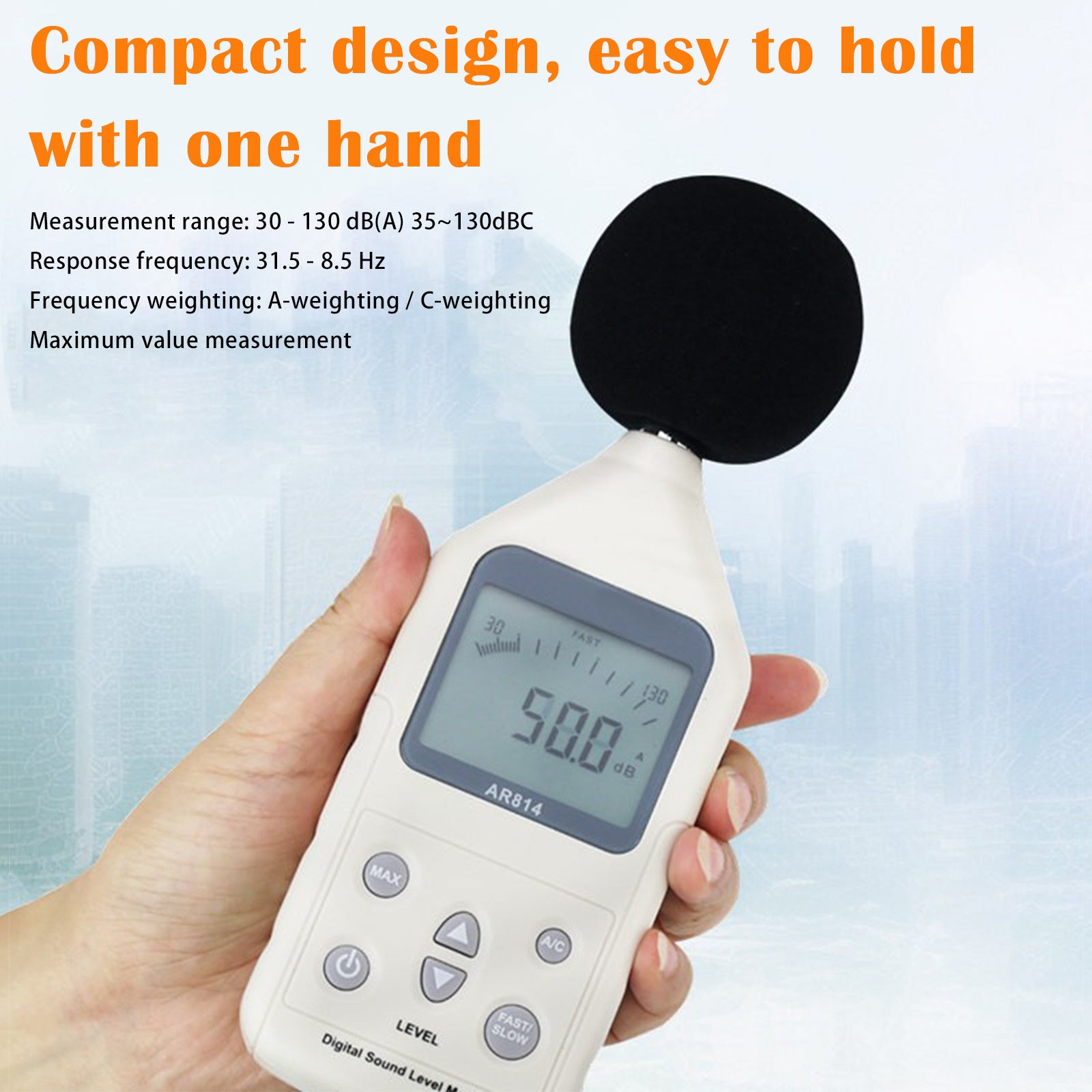 AR814 Digital Sound Level Meter Noise Tester 30-130db