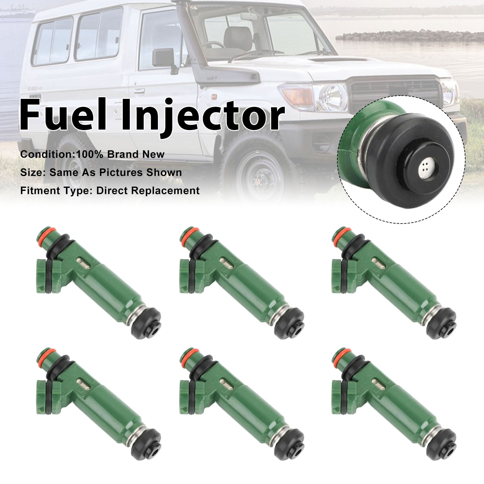 6Pcs Fuel Injector For Toyota Landcruiser FZJ78 1FZ-FE 1999-06 23250-66010
