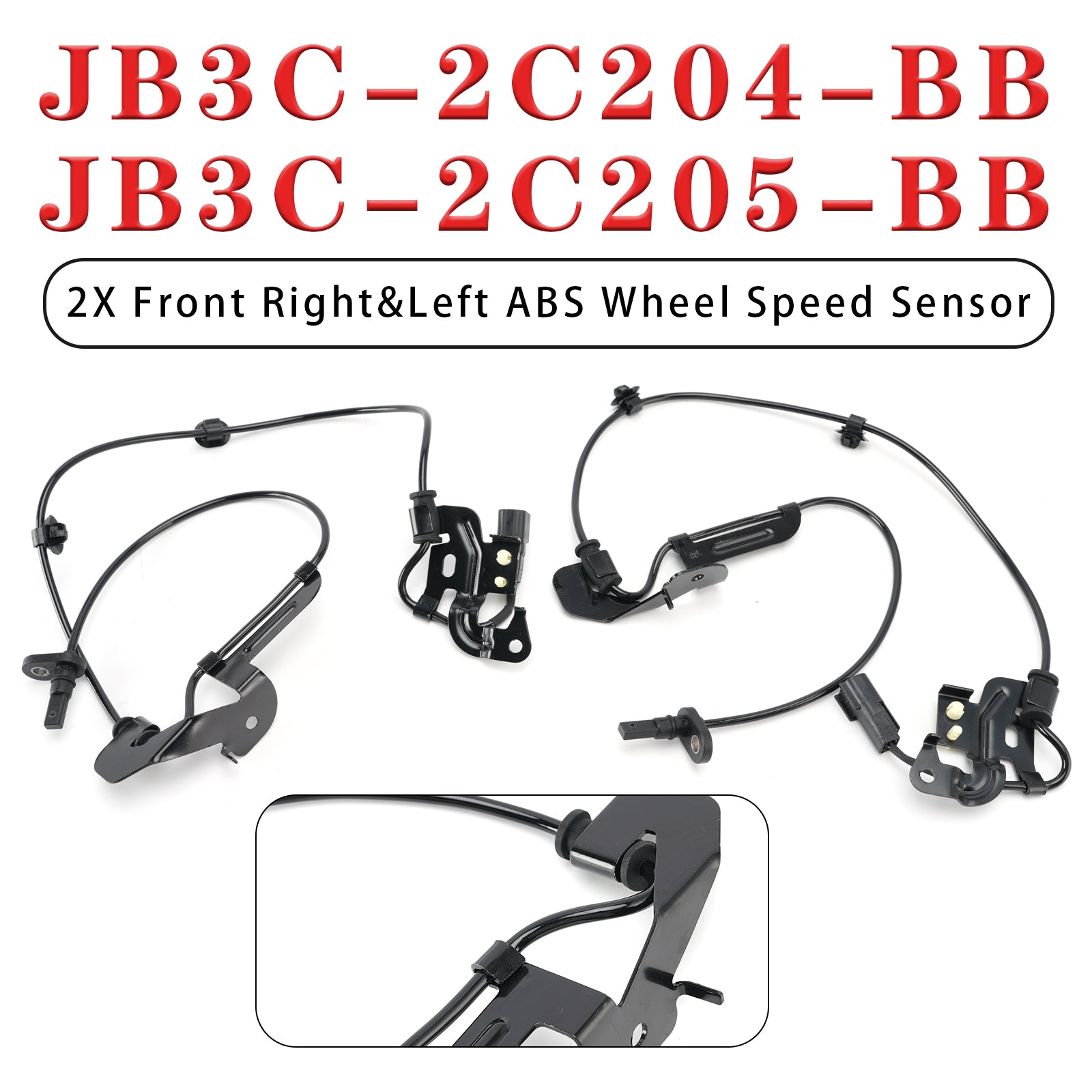 2X Front Right&Left ABS Wheel Speed Sensor for Ford JB3C-2C204-BB JB3C-2C205-BB
