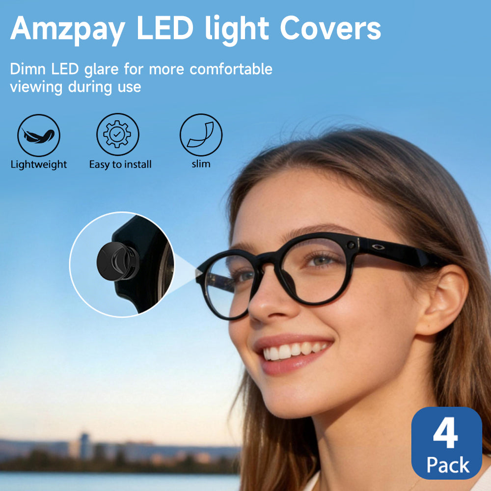 4 PC LED Light Blocking Covers for Ray-Ban Meta All Series Smart Glasses Gen1 Gen2 Black