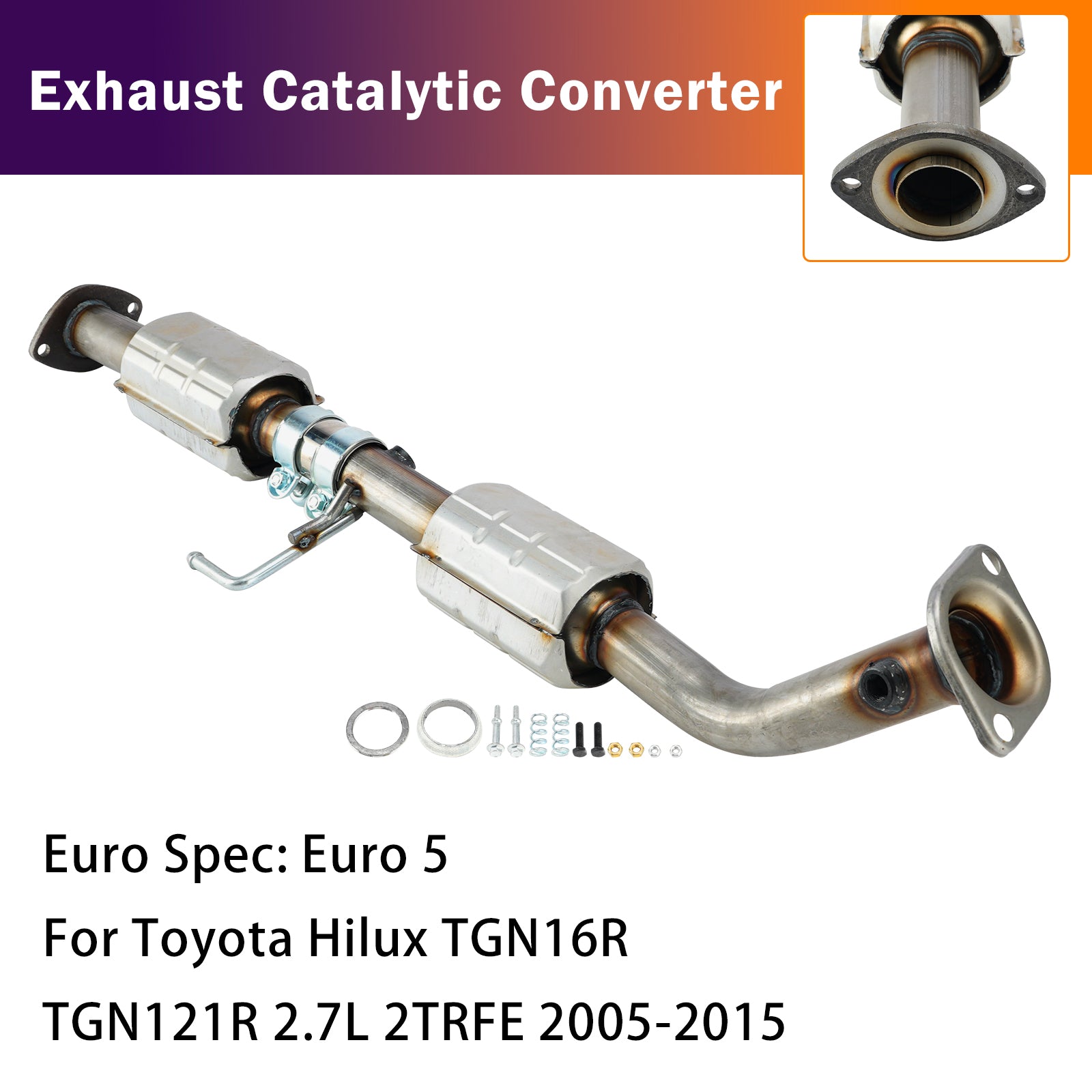 Catalytic Converter For Toyota Hilux TGN16R TGN121R 2.7L 2TRFE 2005-2015