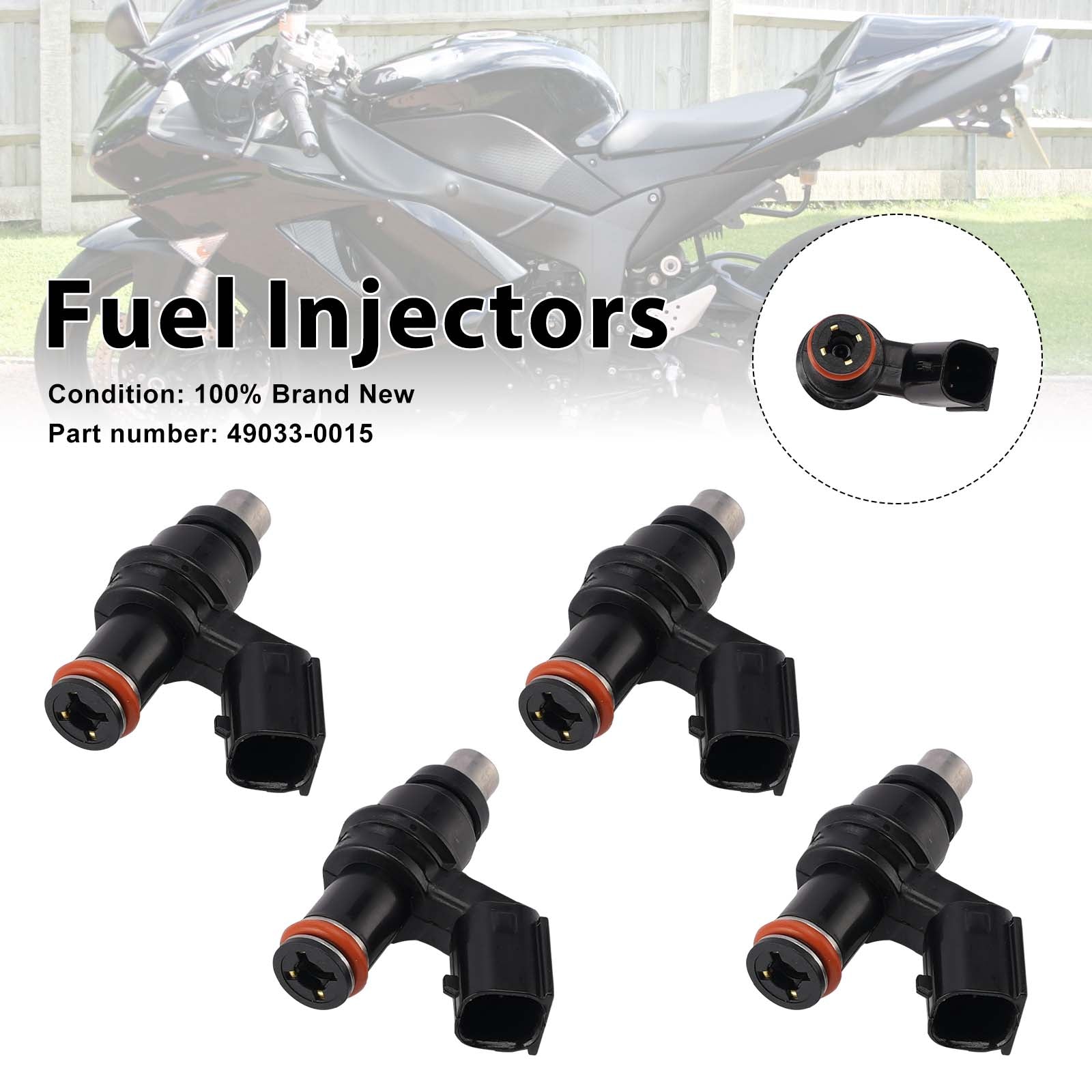 4PC Fuel Injectors 49033-0015 For Kawasaki Ninja ZX6R ZX600R ZX600P 07-12
