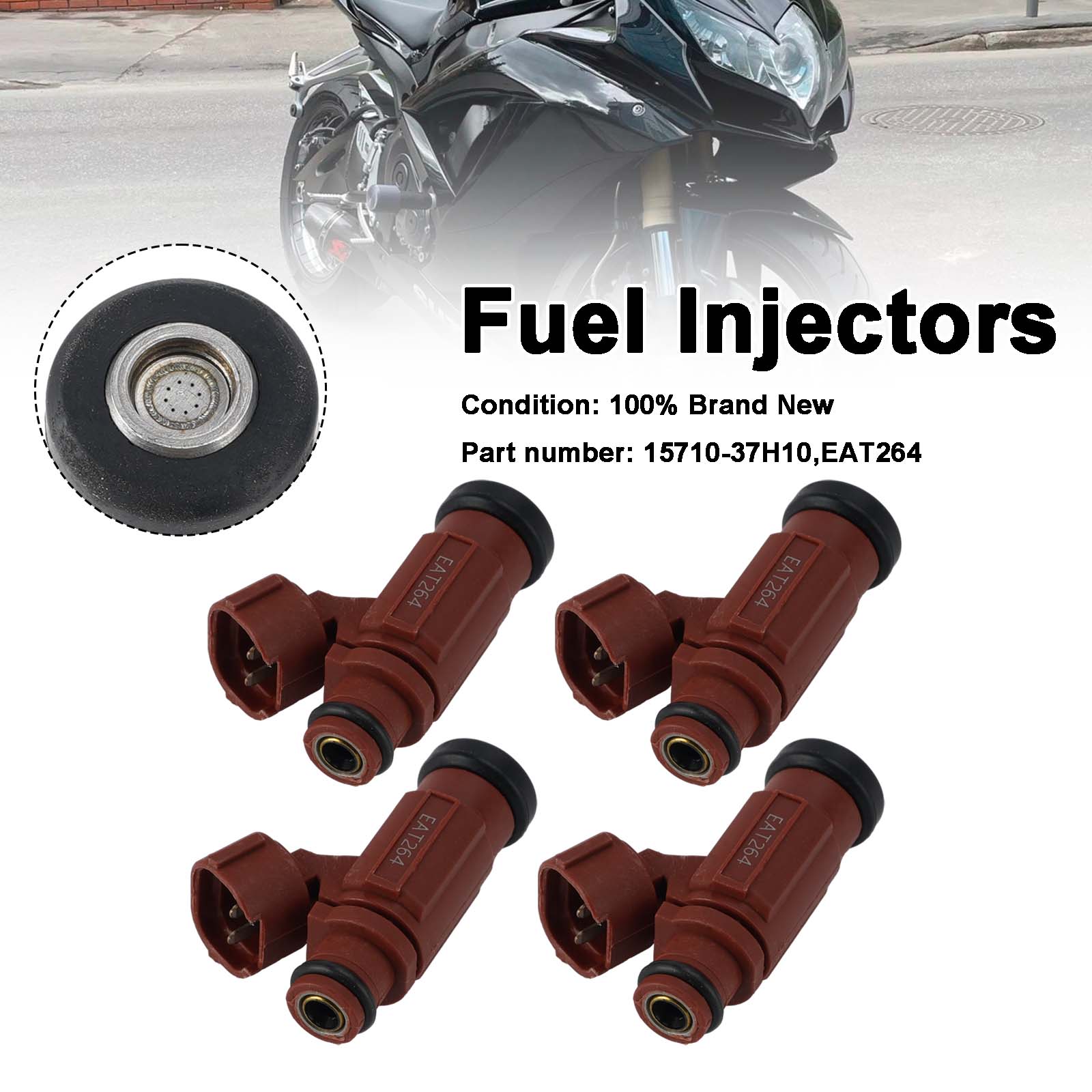 4PC EAT264 Fuel Injectors 15710-37H10 For Suzuki GSX-R600 GSX-R750 08-09