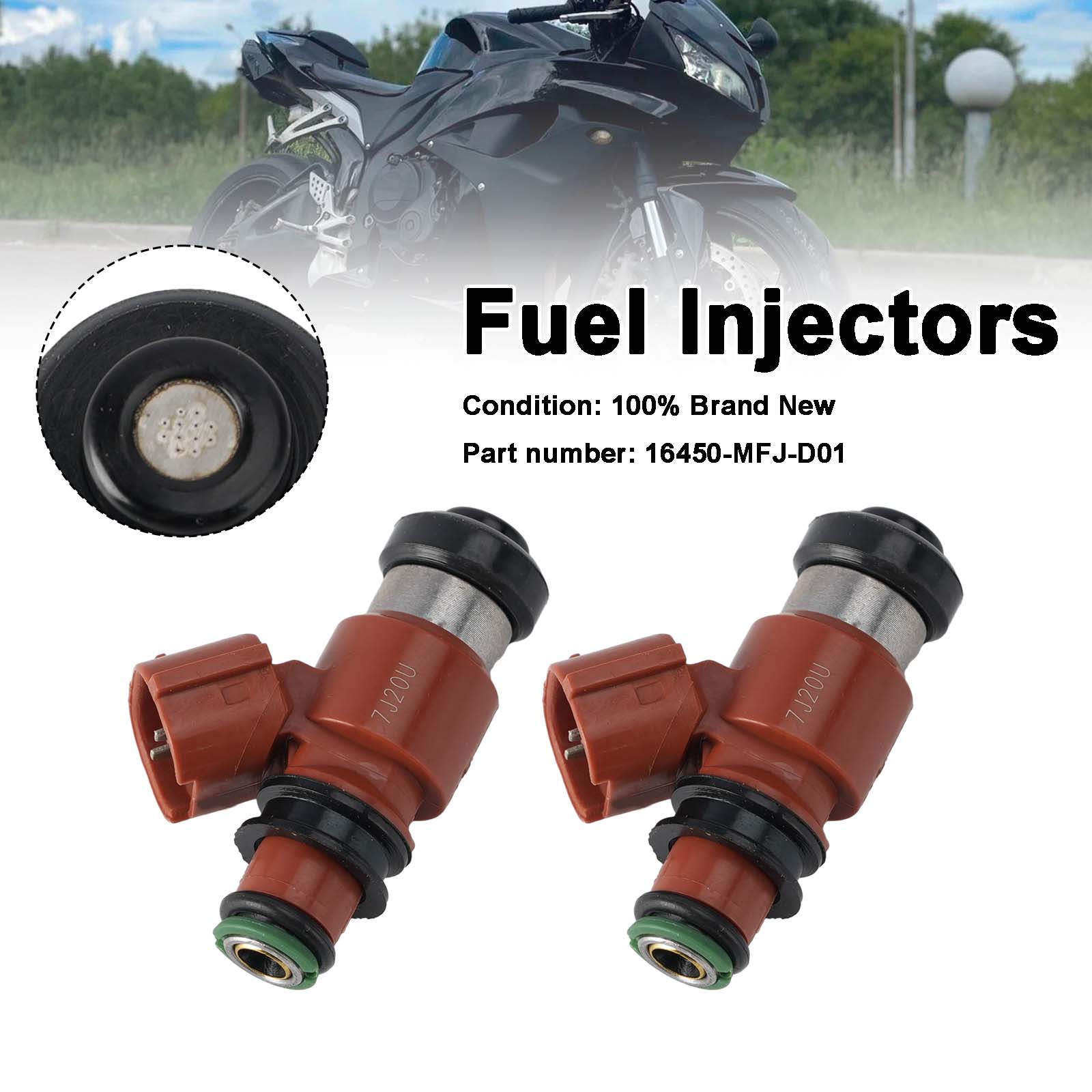 2PC Fuel Injectors 16450-MFJ-D01 For Honda Rebel 500 17-24 CB500 CBR600RR