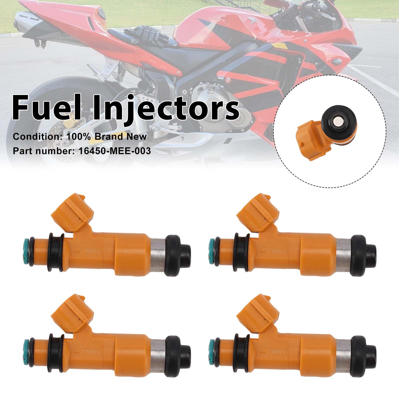 4PC Fuel Injectors 16450-MEE-003 For Honda CBR600RR 2003-2004