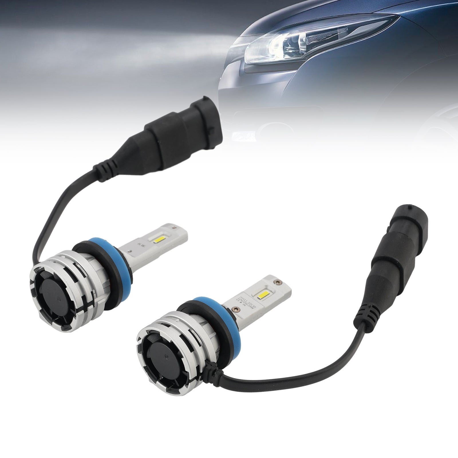 LED Headlight Bulb Kit High Low Beam H11 12V 24W 6500K Fan Cooling For HELLA