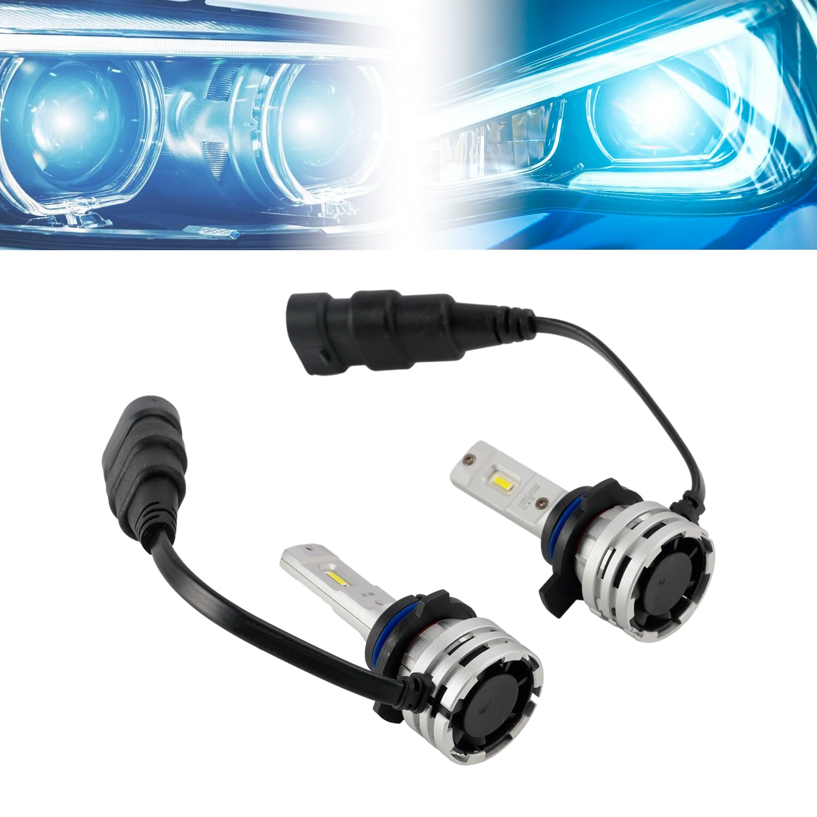 LED Headlight Bulb Kit Hi/Low Beam HIR2 9012 12V 24W 6500K Fan Cooling For HELLA