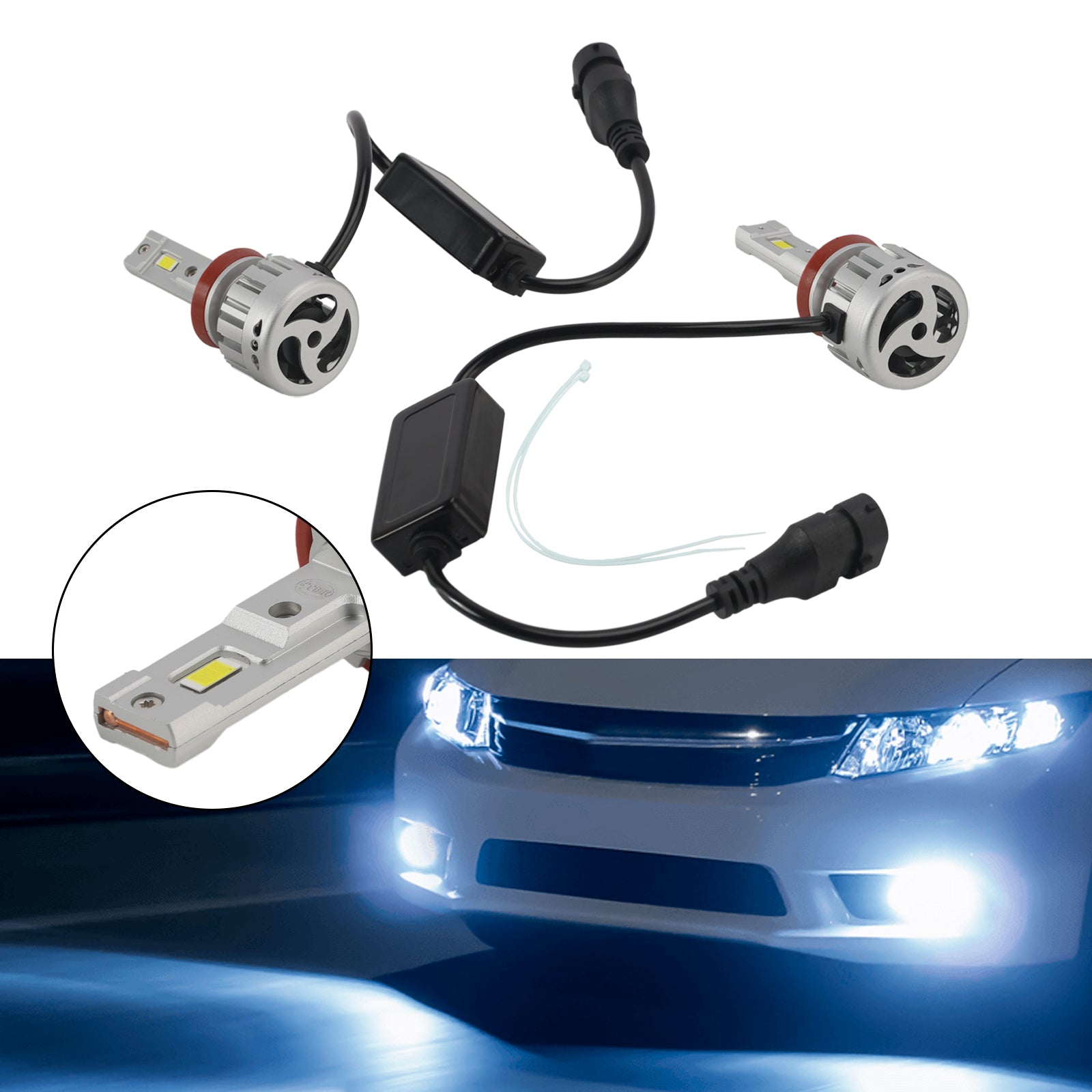 LED Headlight Bulb Kit High Low Beam H8 H9 H11 12V 55W 6500K 4000LM For HELLA