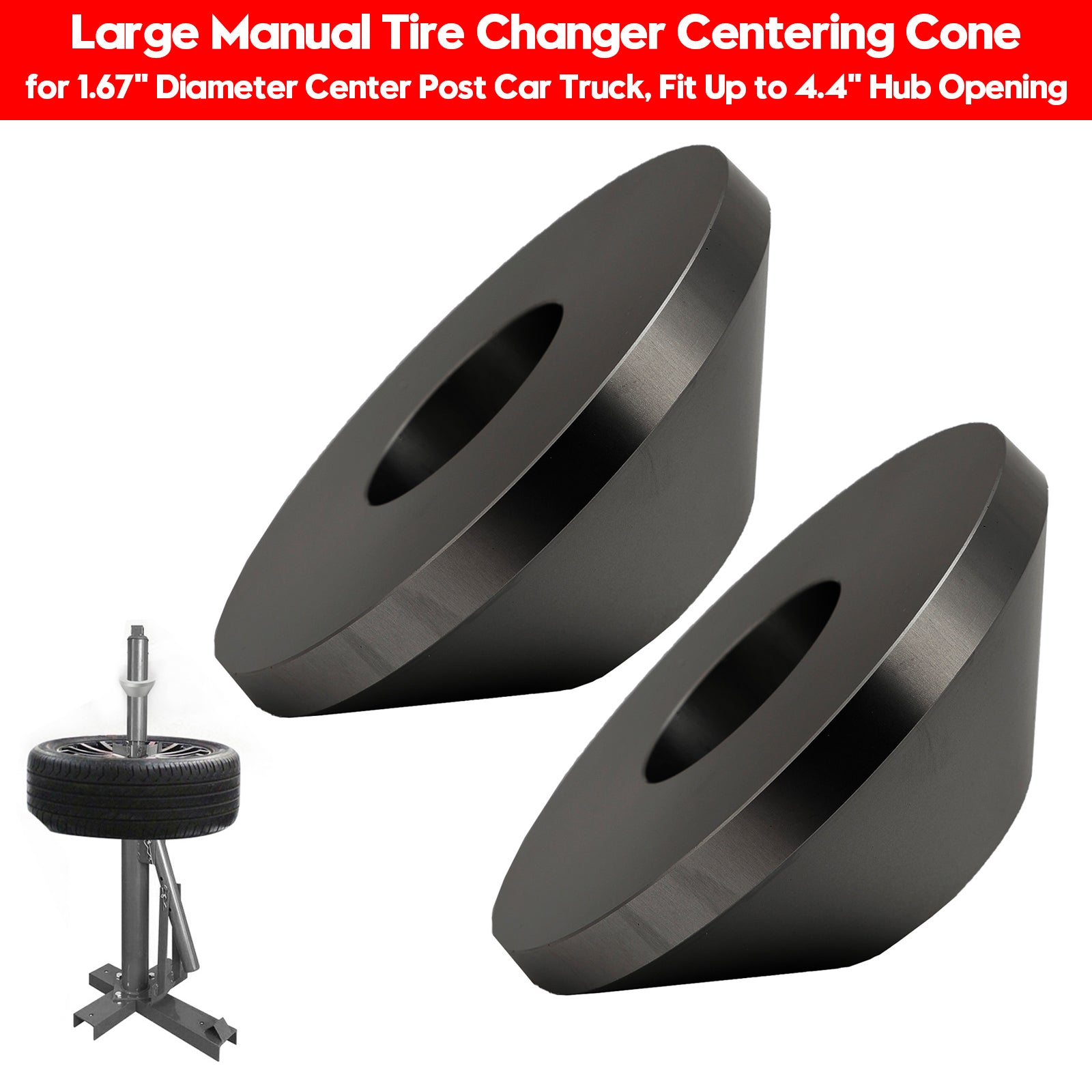 2× Large Manual Tire Changer Centering Cone for 1.67" Diameter Center Post