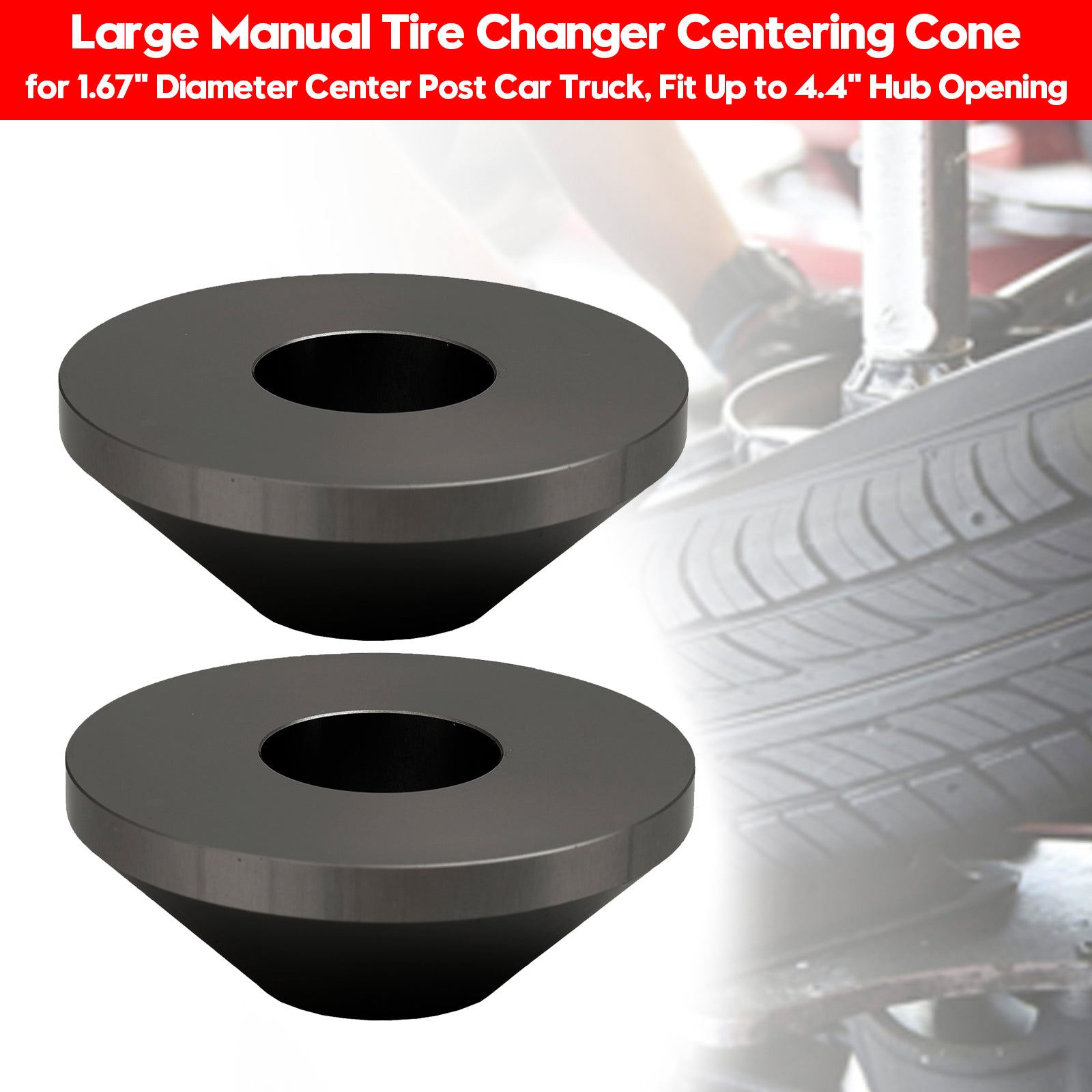 2× Large Manual Tire Changer Centering Cone for 1.67" Diameter Center Post