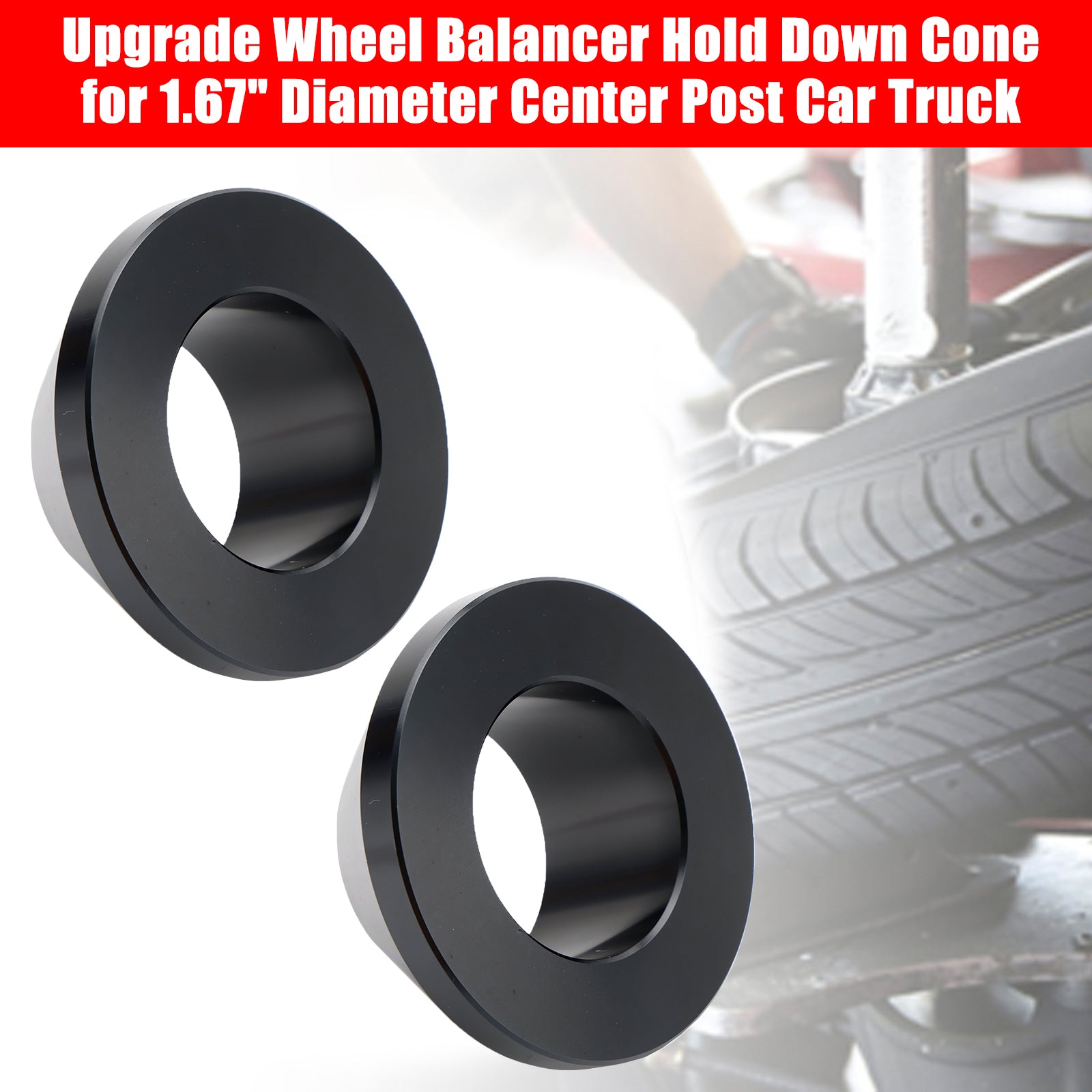 2× Upgrade Wheel Balancer Hold Down Cone for 1.67" Diameter Center Post