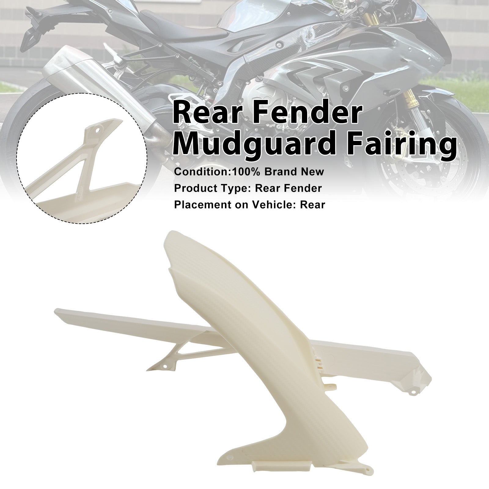 Rear Fender Mudguard Fairing For BMW S1000RR 2019-2026 White