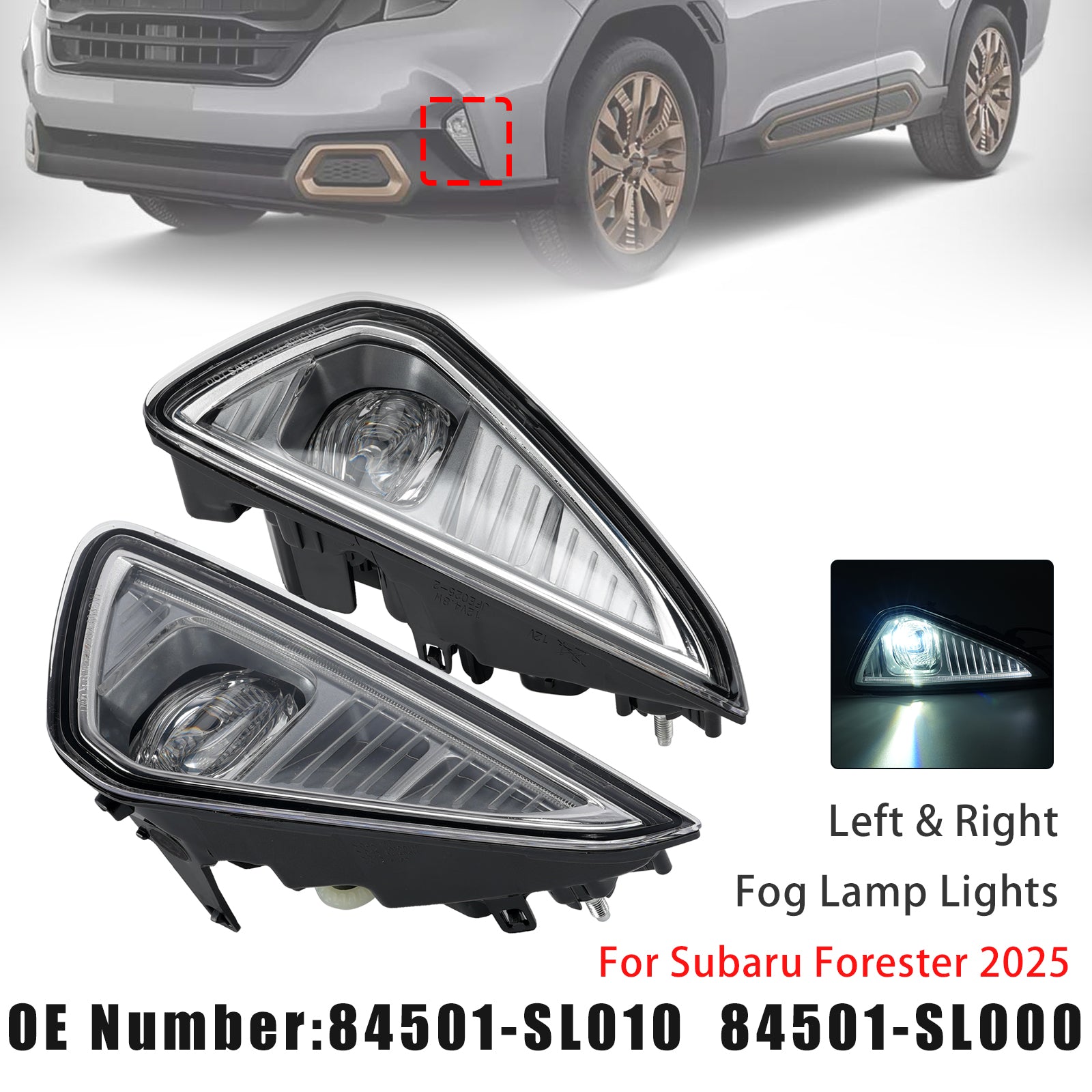 Left & Right Fog Lamp Light 84501-SL010 84501-SL000 For Subaru Forester 2025