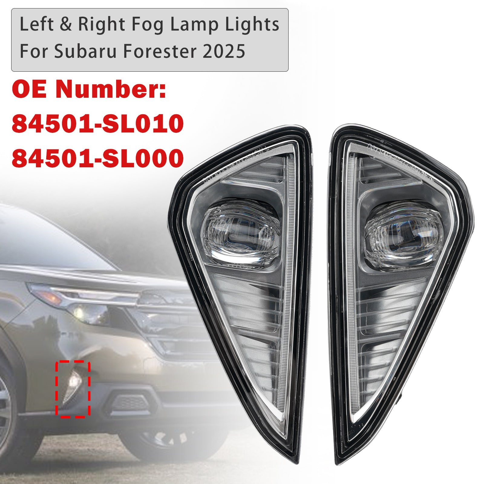 Left & Right Fog Lamp Light 84501-SL010 84501-SL000 For Subaru Forester 2025