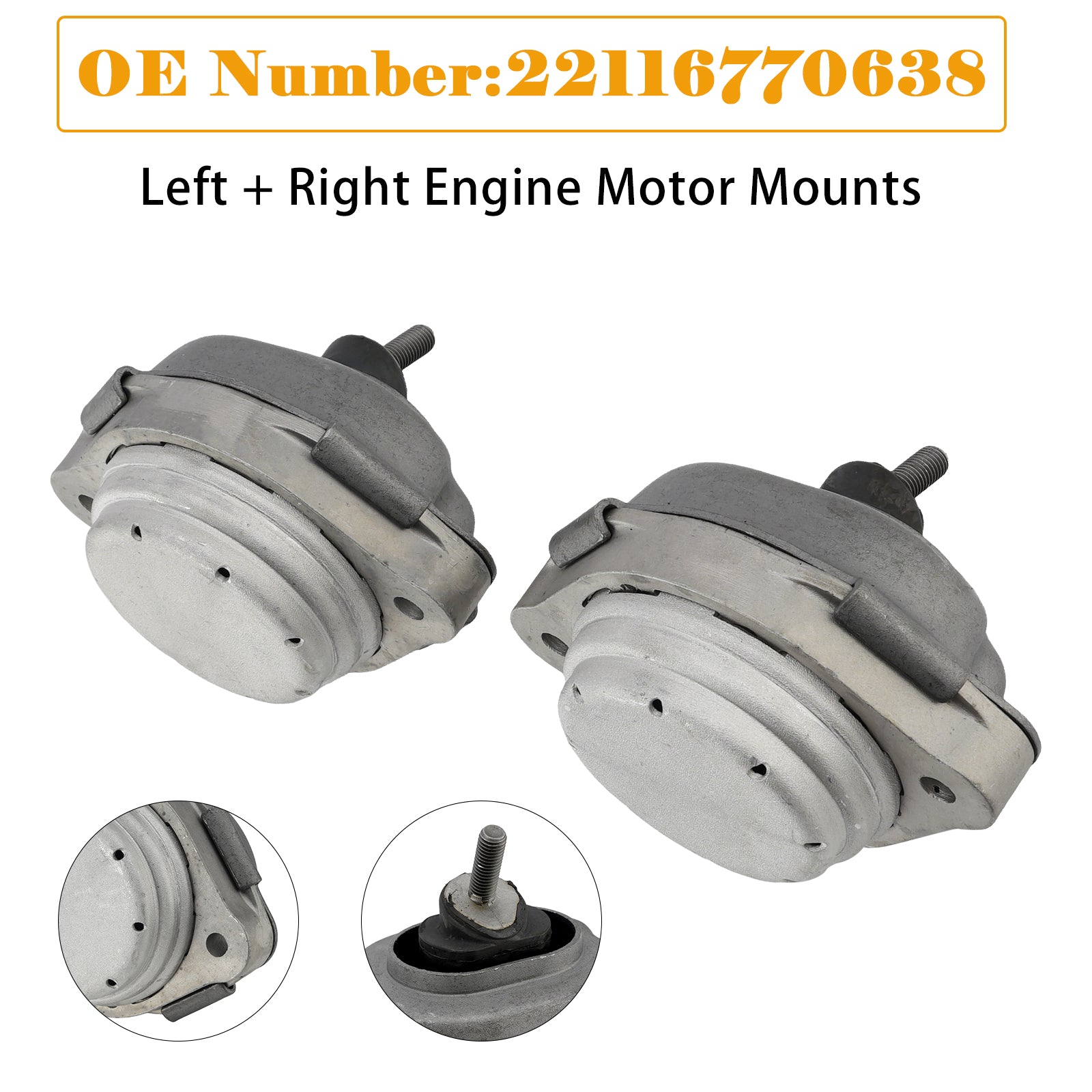 Left + Right Engine Motor Mounts 22116770638 For BMW X5 E53 3.0d 2001-2006