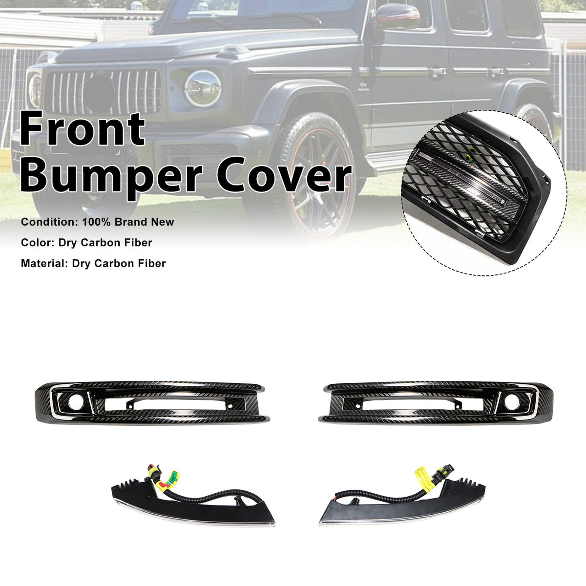 2019-2023 Mercedes Benz G-Class W464 W463A G63 DRY CF Front Bumper Fog Lights Frame Generic
