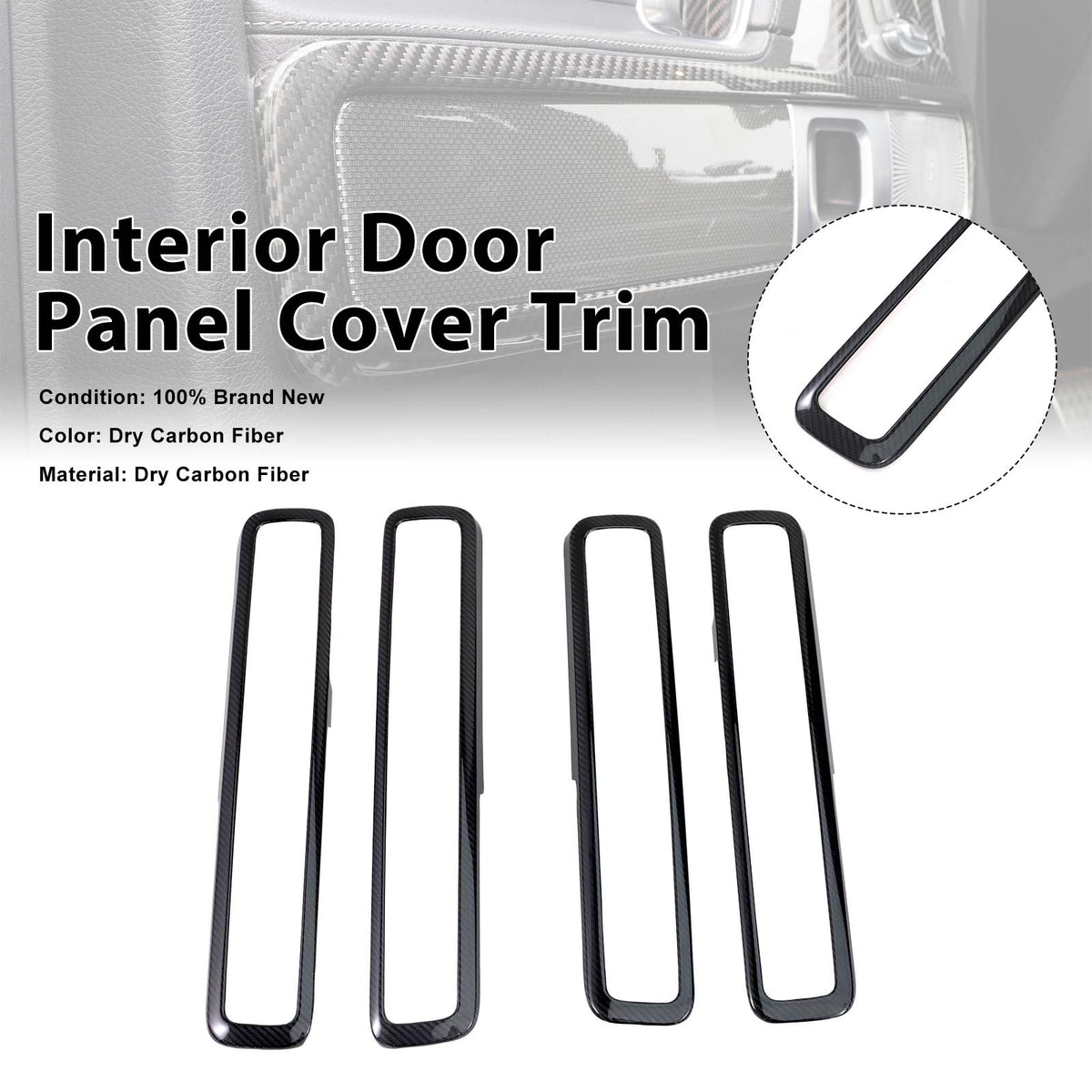 2019-2023 Mercedes Benz G-Class W464 W463A Dry Carbon Fiber Inner Door Frame Cover Trim Generic