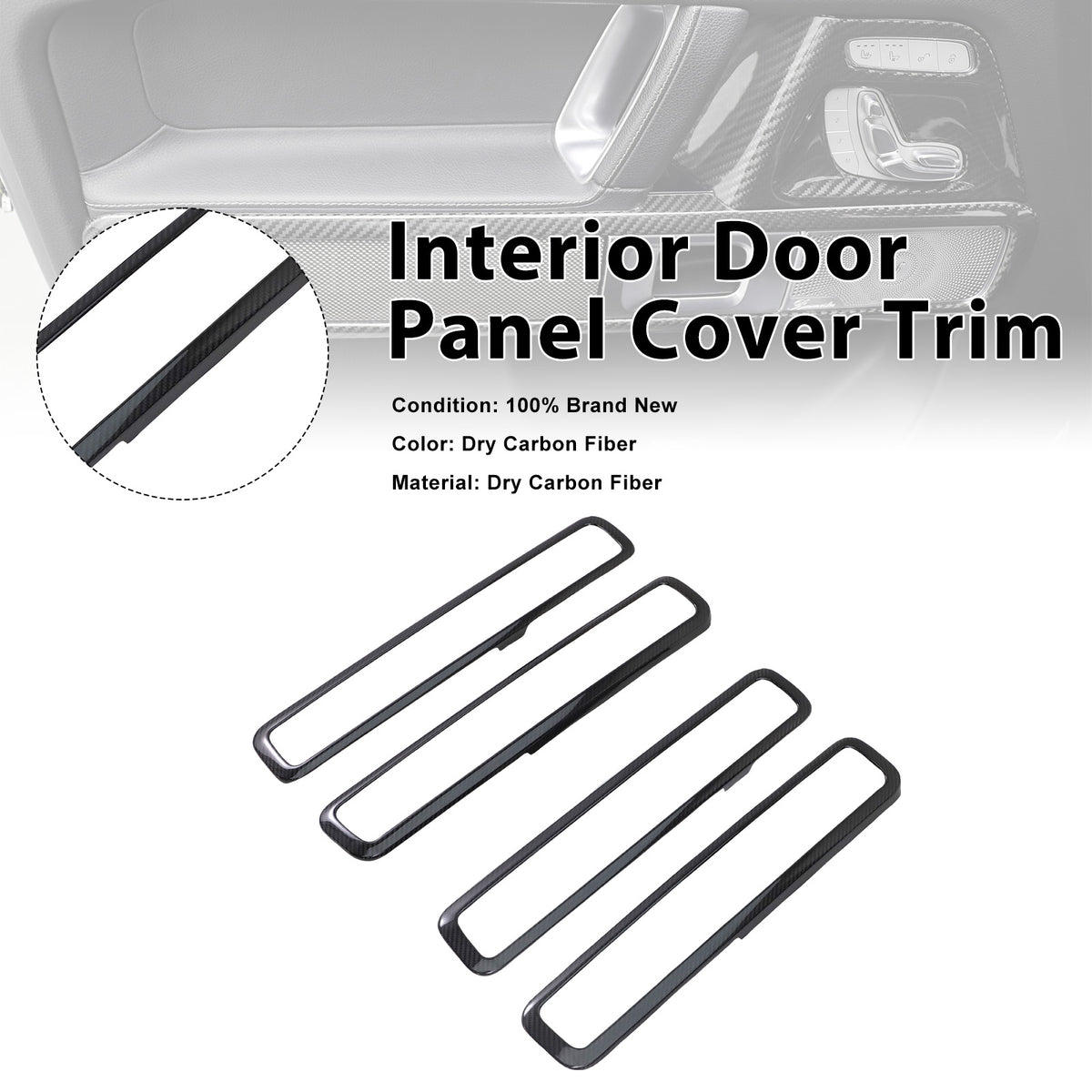 2019-2023 Mercedes Benz G-Class W464 W463A Dry Carbon Fiber Inner Door Frame Cover Trim Generic