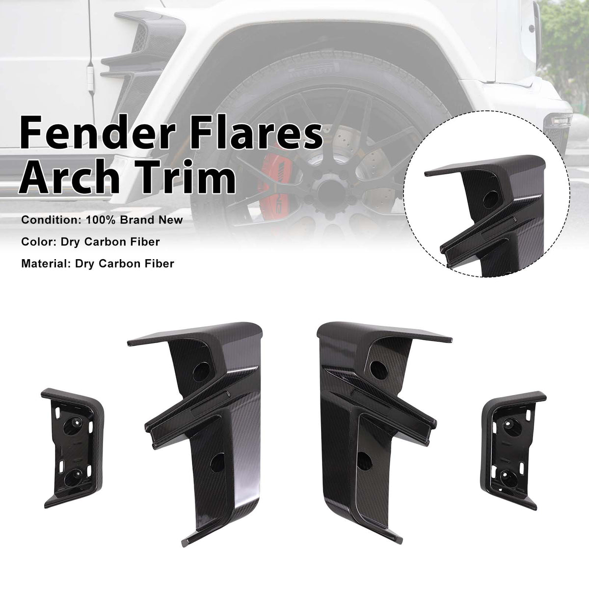 2019- Mercedes Benz W464 W463A B700 B800 Widebody Dry Carbon Fender Flares Arch Trims Generic