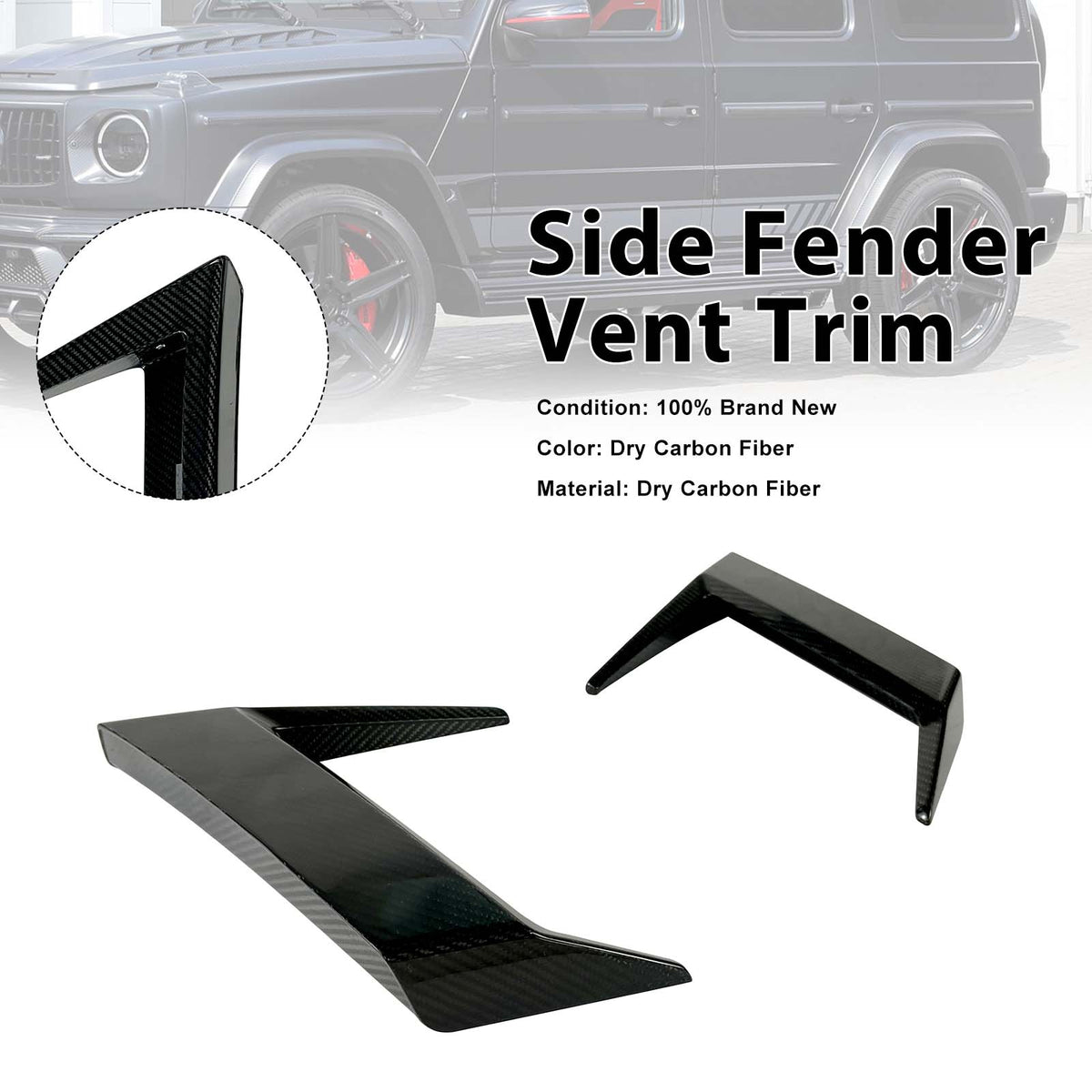 2019-2023 Mercedes Benz G-Class W464 W463A G500 Dry Carbon Side Fender Vent Trim Generic