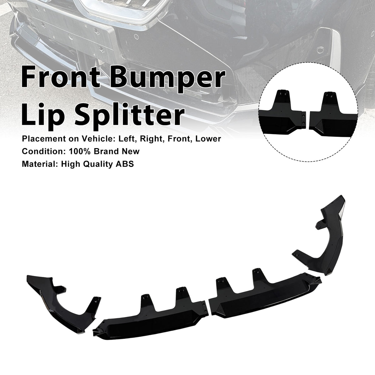 2025- BMW X3 G45 M-Sport Gloss Black Front Bumper Lip Spoiler Splitter Generic