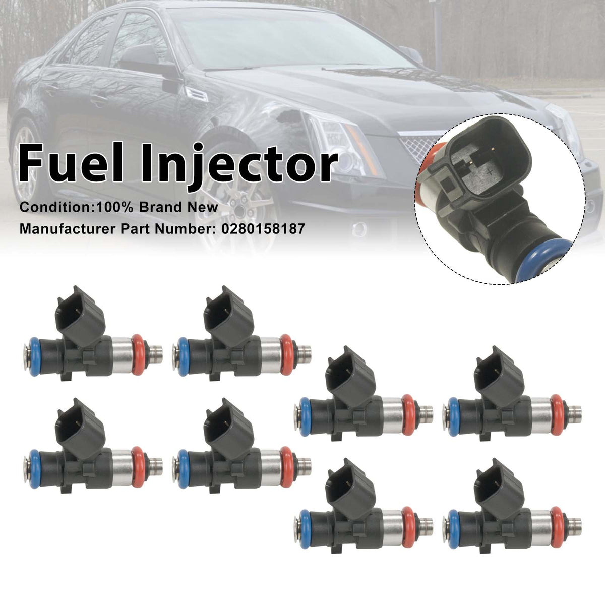2012-2015 Chevrolet Camaro ZL1 6.2L V8 8Pcs Fuel Injector 0280158187 12598646 Generic