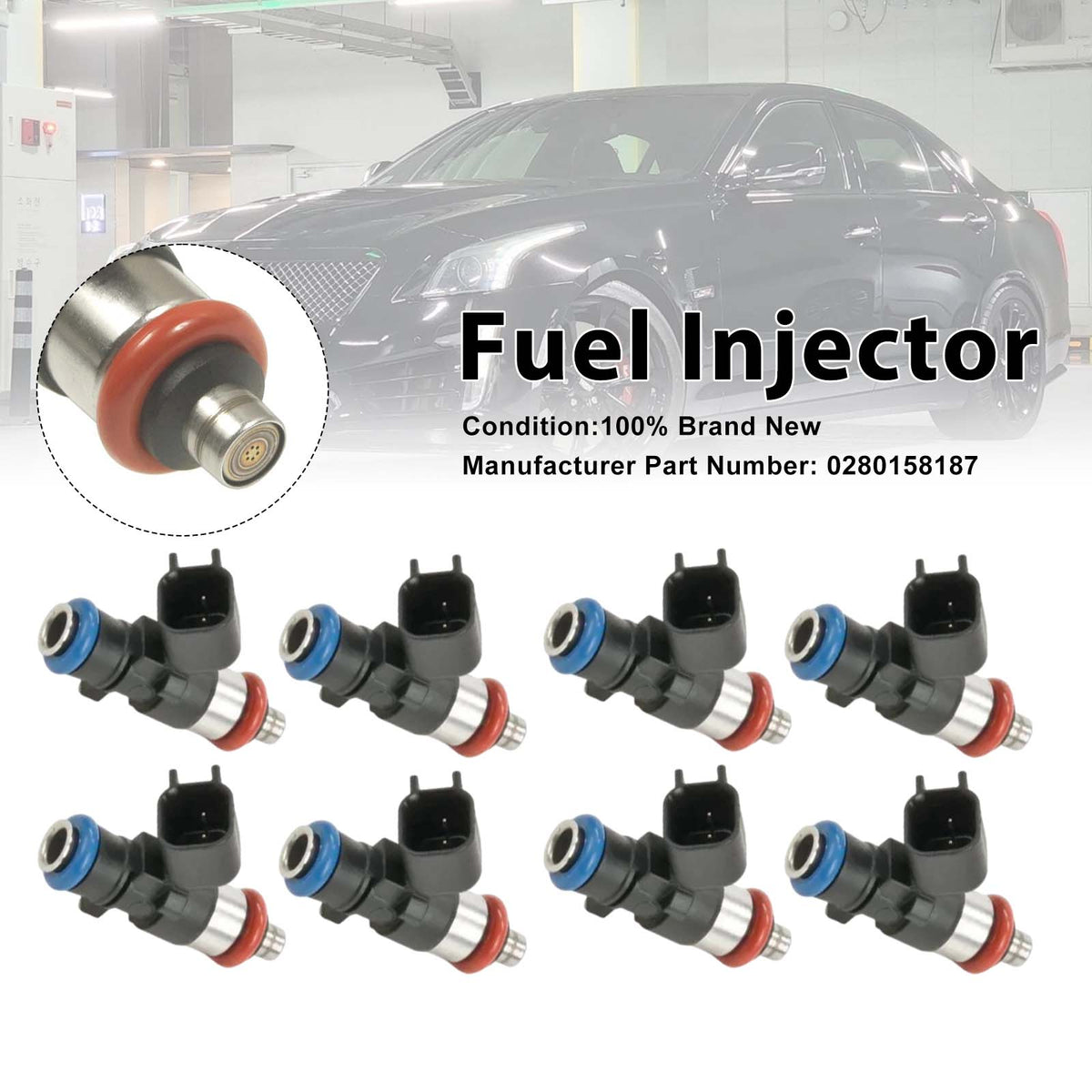 2009-2015 Cadillac CTS-V 6.2L V8 8Pcs Fuel Injector 0280158187 12598646 Generic