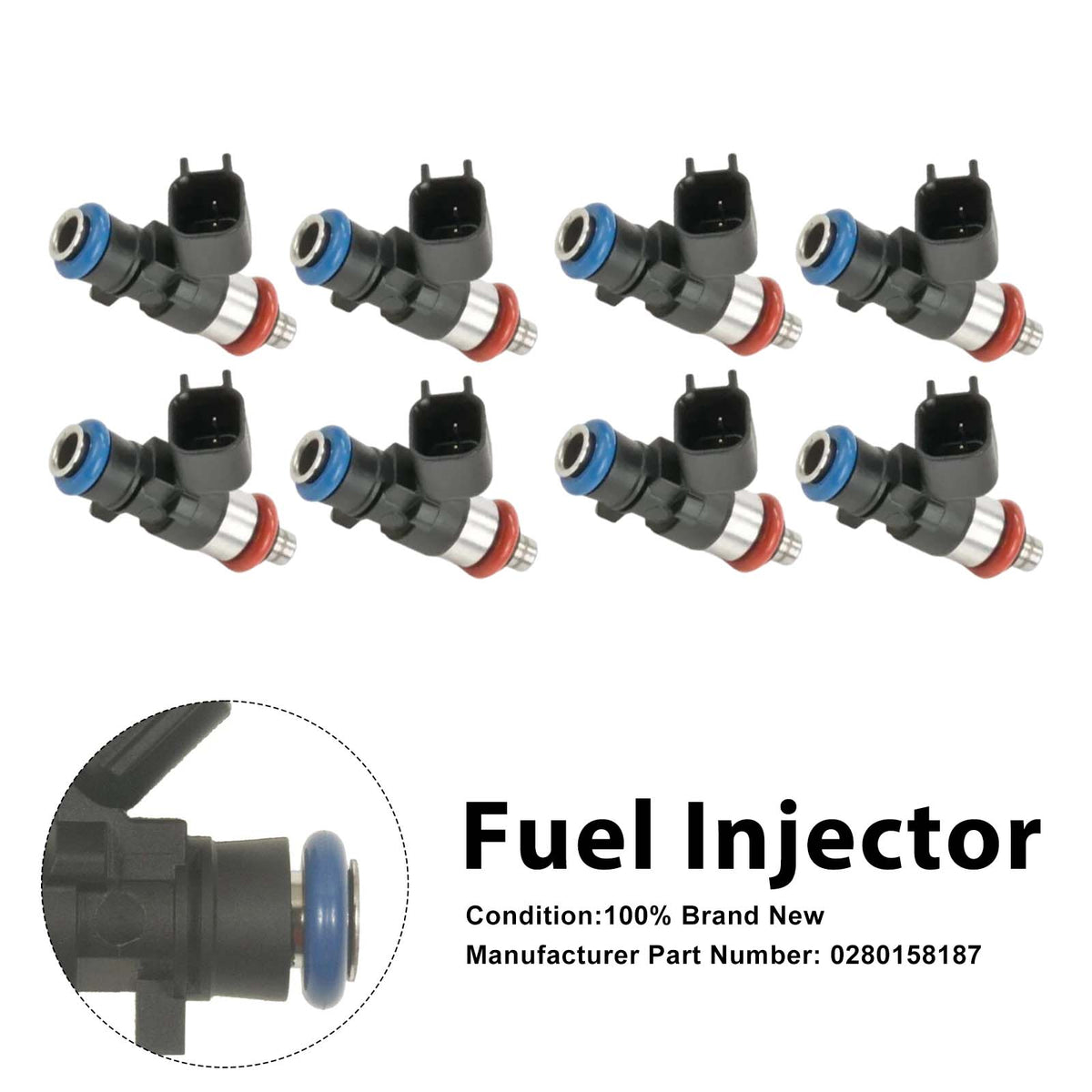 2009-2011 Chevrolet Corvette 6.2L V8 8Pcs Fuel Injector 0280158187 12598646 Generic