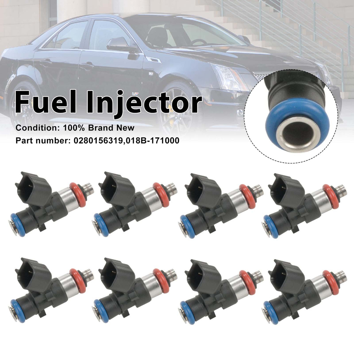 2009-2015 Cadillac CTS-V 6.2L V8 8Pcs Fuel Injector 0280158187 12598646 Generic