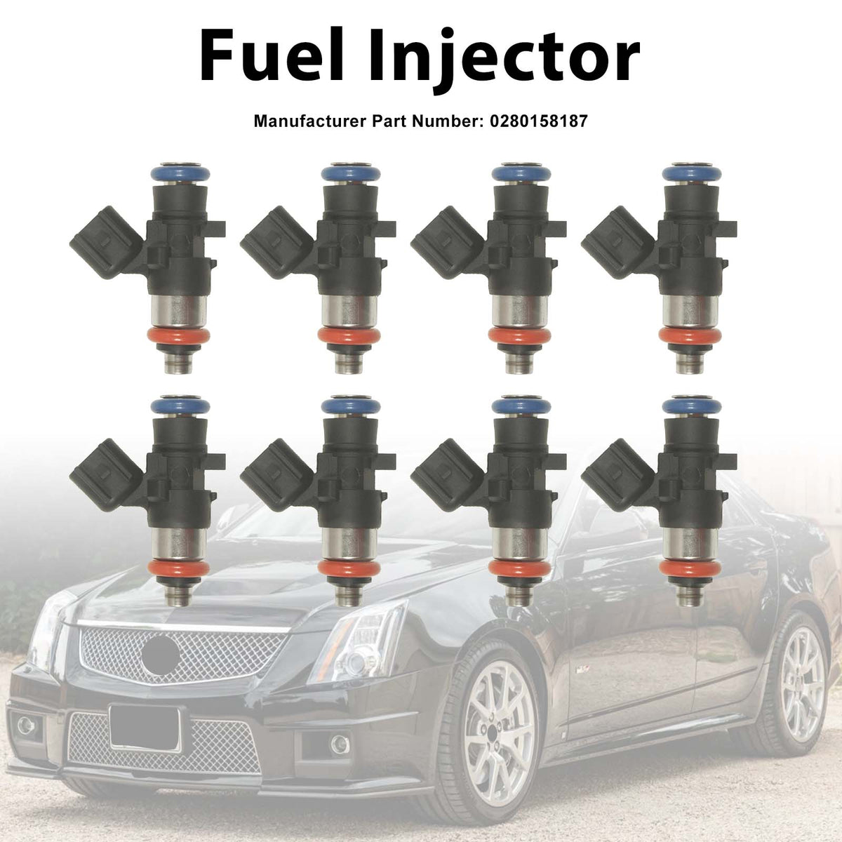 2009-2015 Cadillac CTS-V 6.2L V8 8Pcs Fuel Injector 0280158187 12598646 Generic