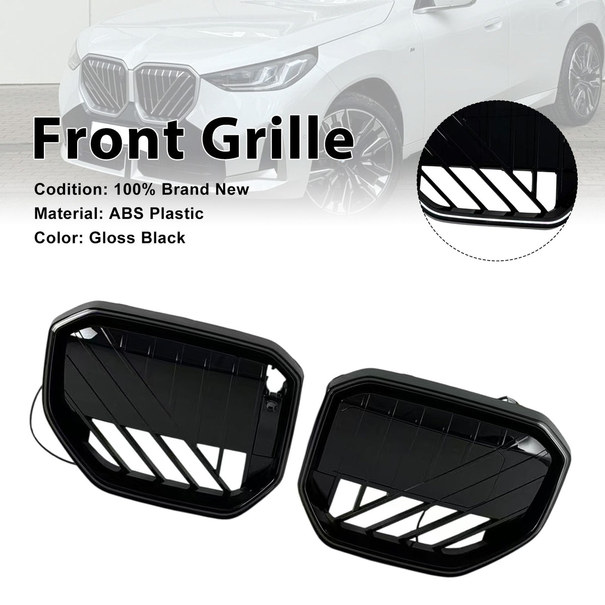 2025- BMW X3 G45 Black Front Bumper Grill Grille W/LED Light Generic