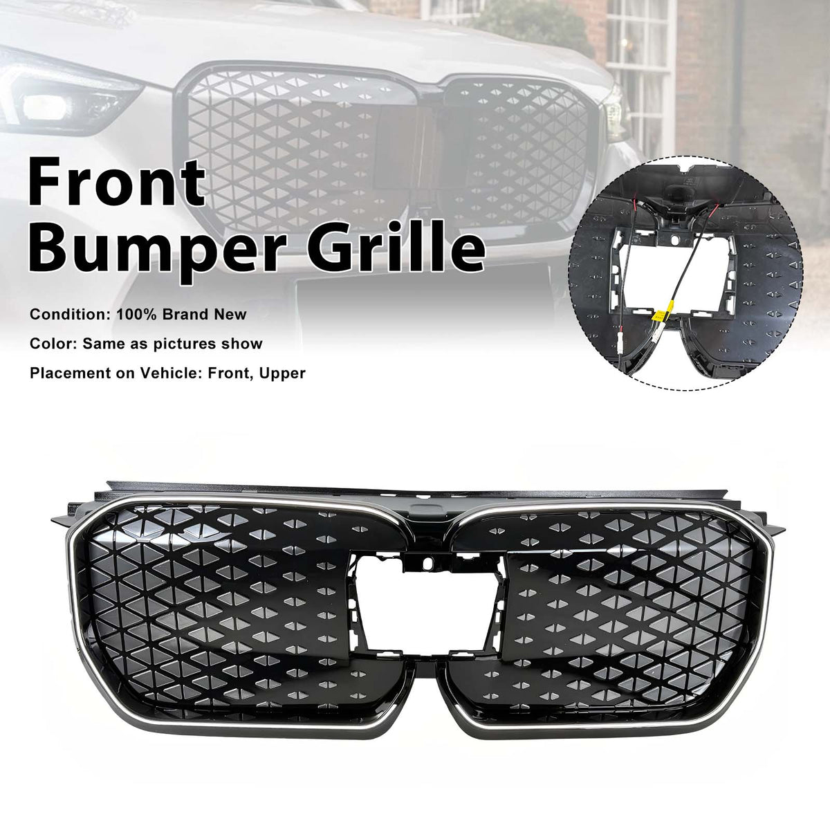 2023-2025 BMW U11 iX1 EV BEV Black Front Bumper Grill Grille Generic