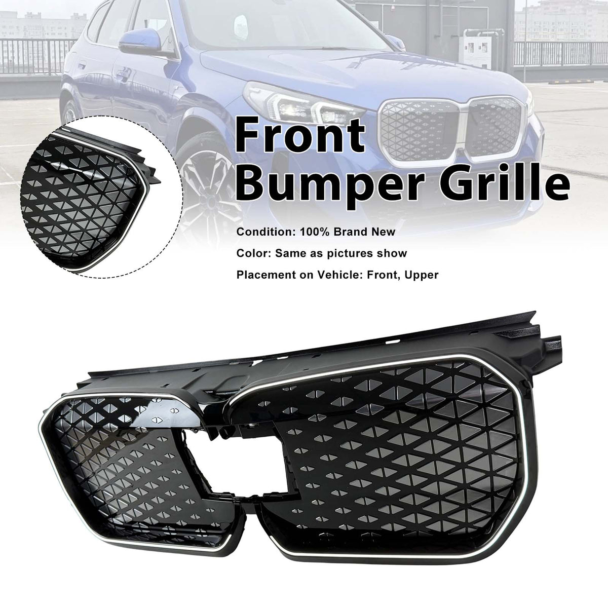2023-2025 BMW U11 iX1 EV BEV Black Front Bumper Grill Grille Generic
