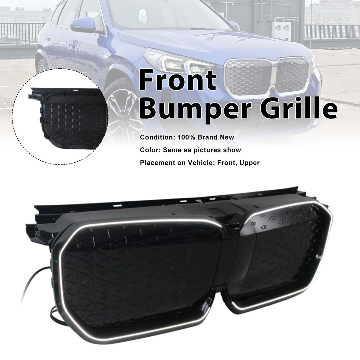 2023-2025 BMW U11 iX1 EV BEV Black Chrome Front Bumper Grill Grille Generic