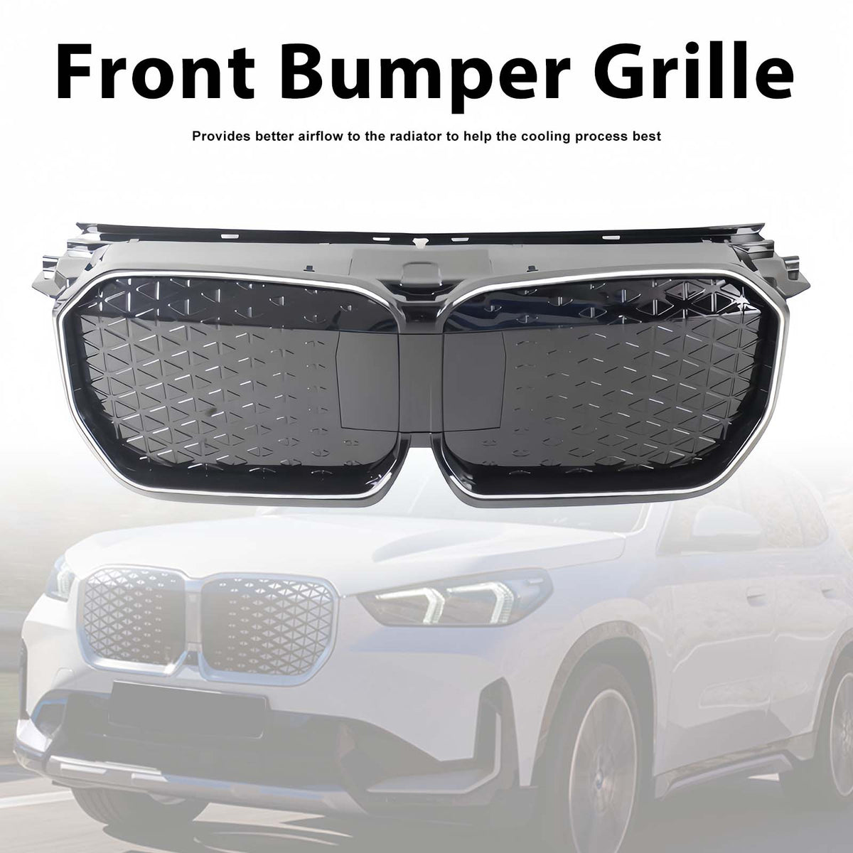 2023-2025 BMW U11 iX1 EV BEV Black Chrome Front Bumper Grill Grille Generic